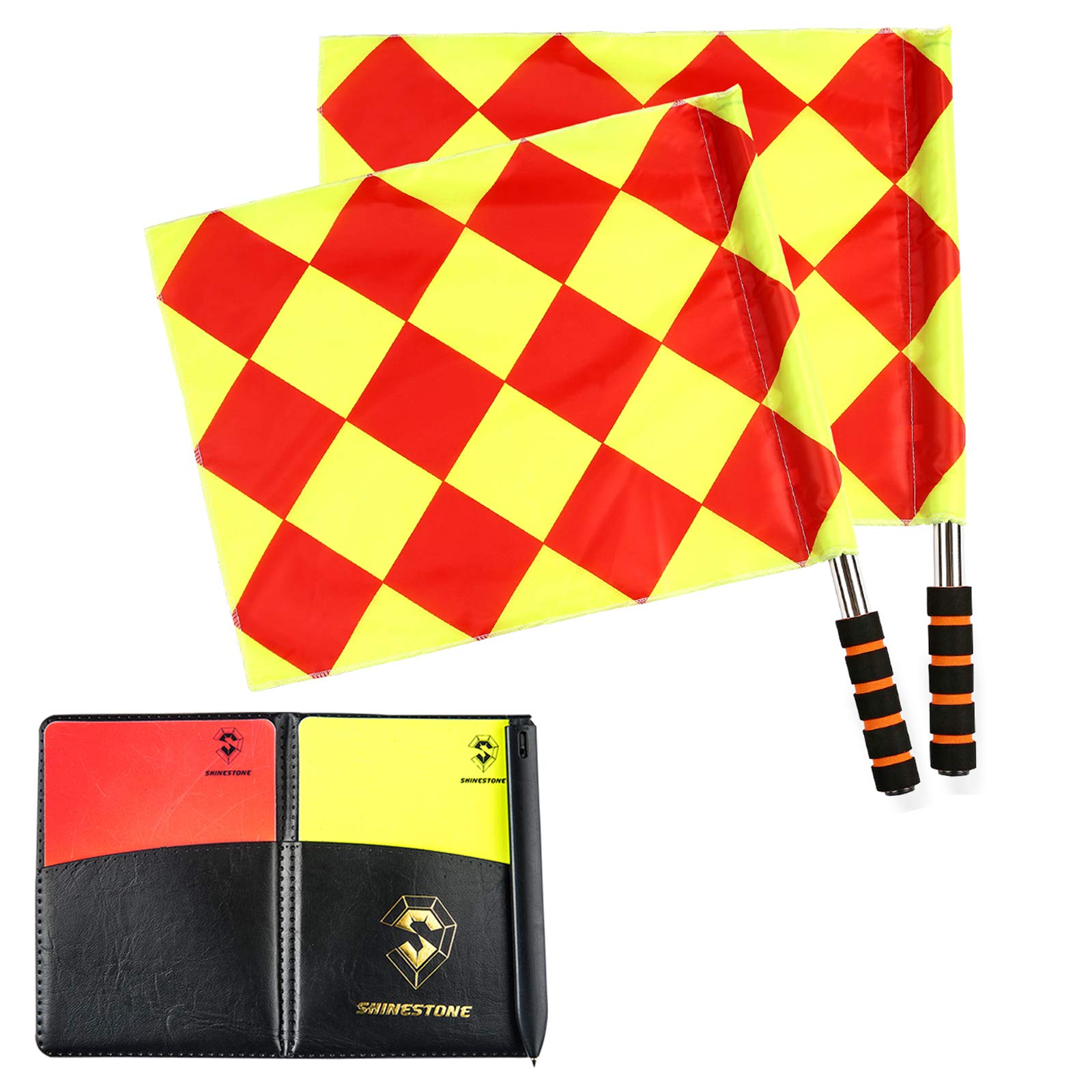 Shinestone Soccer Referee Flag Sports Match Football Linesman Flags With Case Referee Equipment