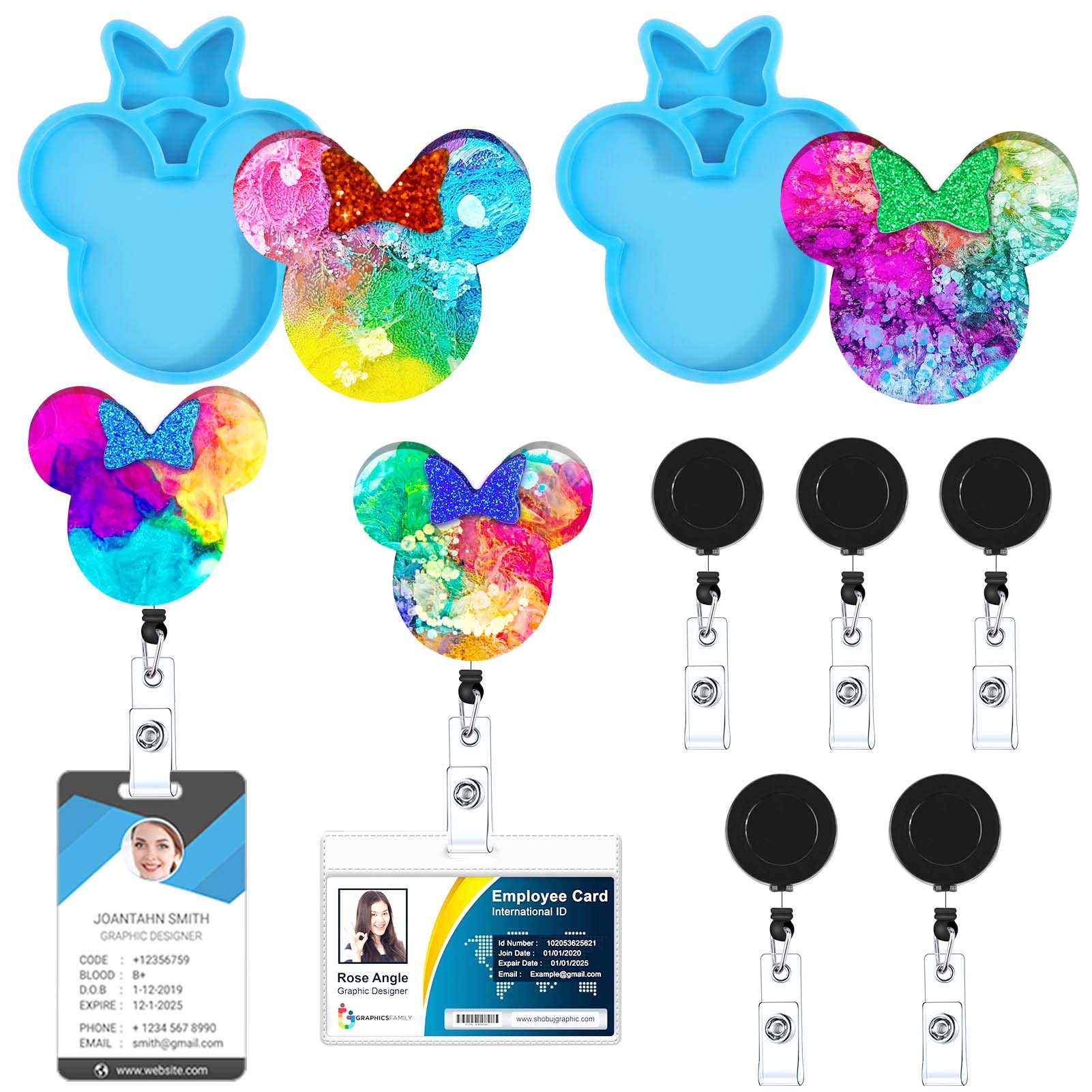 Mickey Ear Disney Badge Reel / Holder Retractable