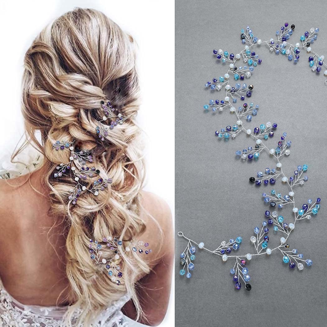 Blue Beaded Hairpins for buns with Swarovski beads – Shop