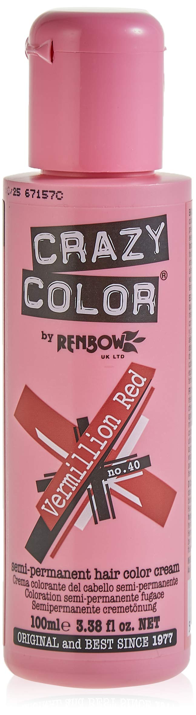 Renbow Crazy Color Semi Permanent Hair Color Cream Vermillion Red No40 100ml Vermillion Red 100 7279