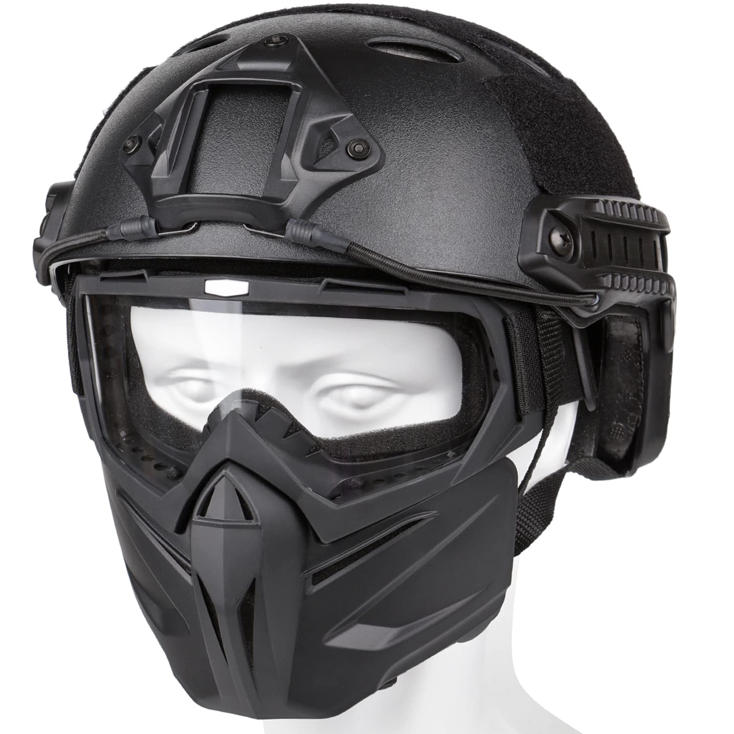 Tactical Military Helmet Airsoft Gear with Mask Headset Anti-fog Fan NV  Stand Hunting Paintball Mask