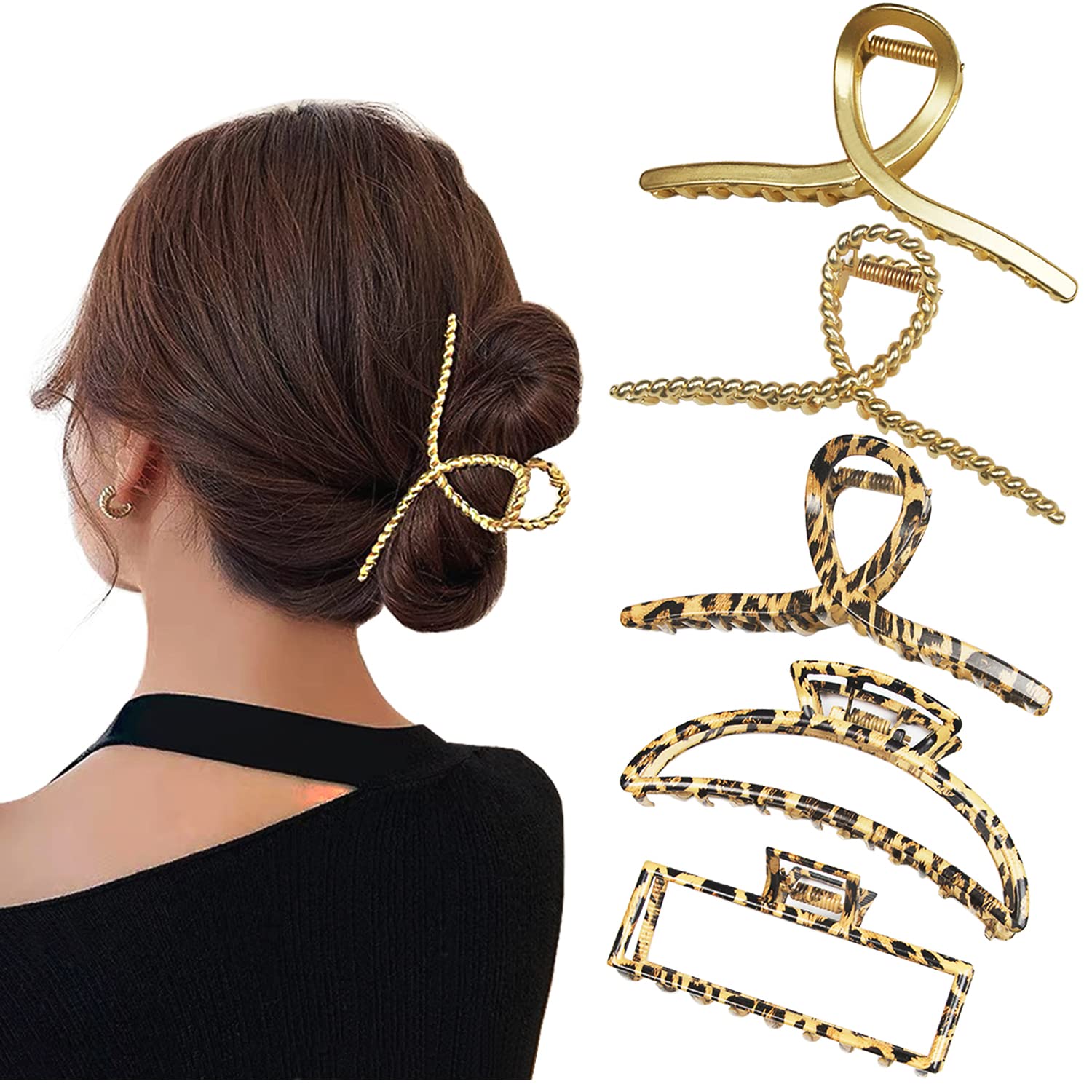 5 Pcs Large Metal Claw Clip 4.5 Inch Claw Clips for Thick Hair