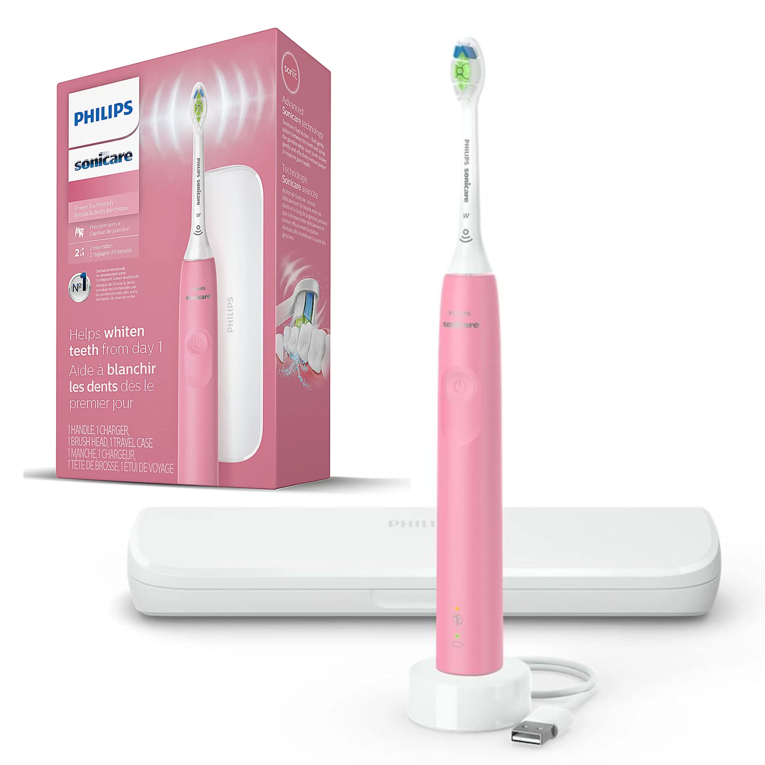 PHILIPS Sonicare Electric Toothbrush DiamondClean, Rechargeable Electric  Tooth Brush with Pressure Sensor, Sonic Electronic Toothbrush, Travel Case,  Pink