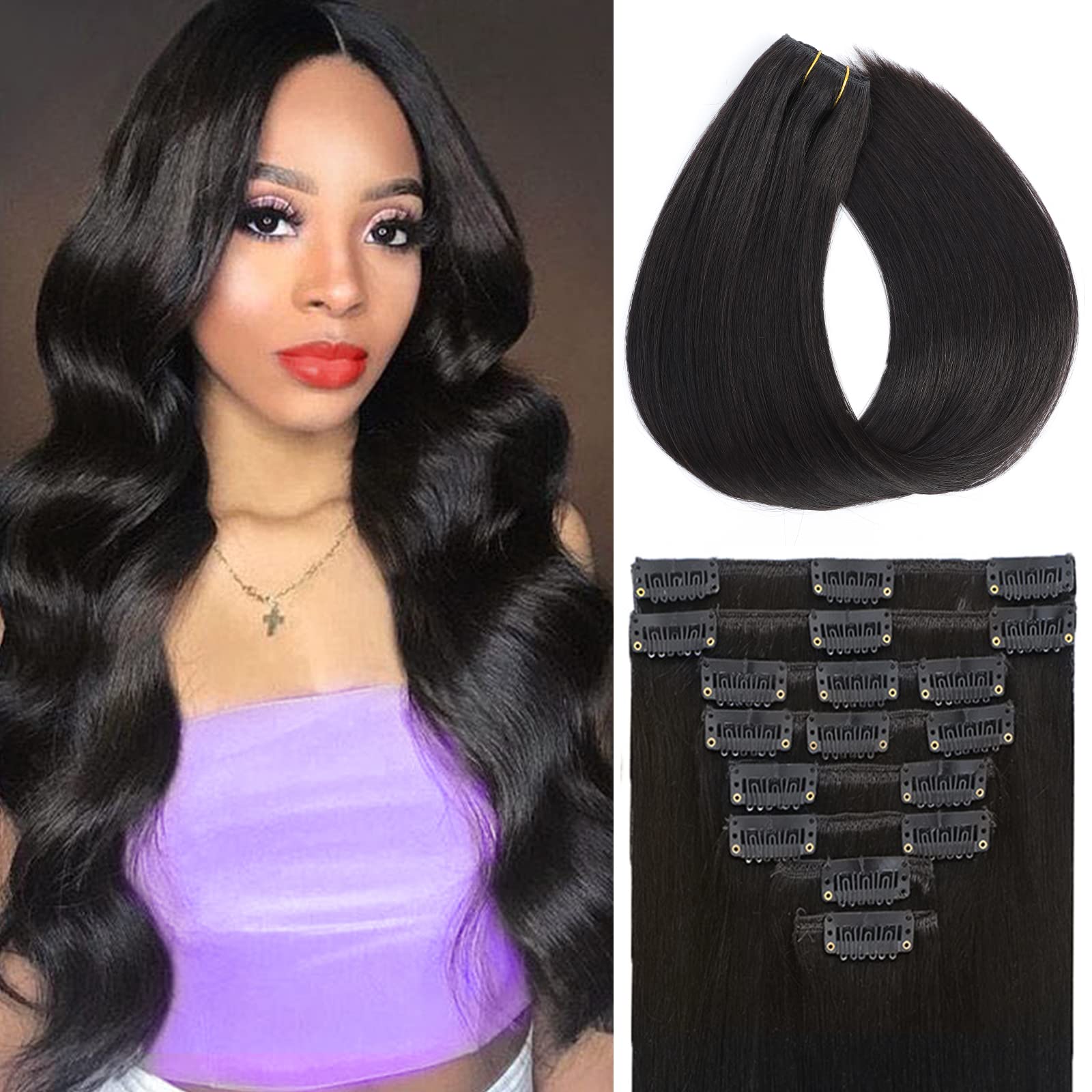 SEAMLESS CLIP-IN 8PCS (SILKY STRAIGHT)