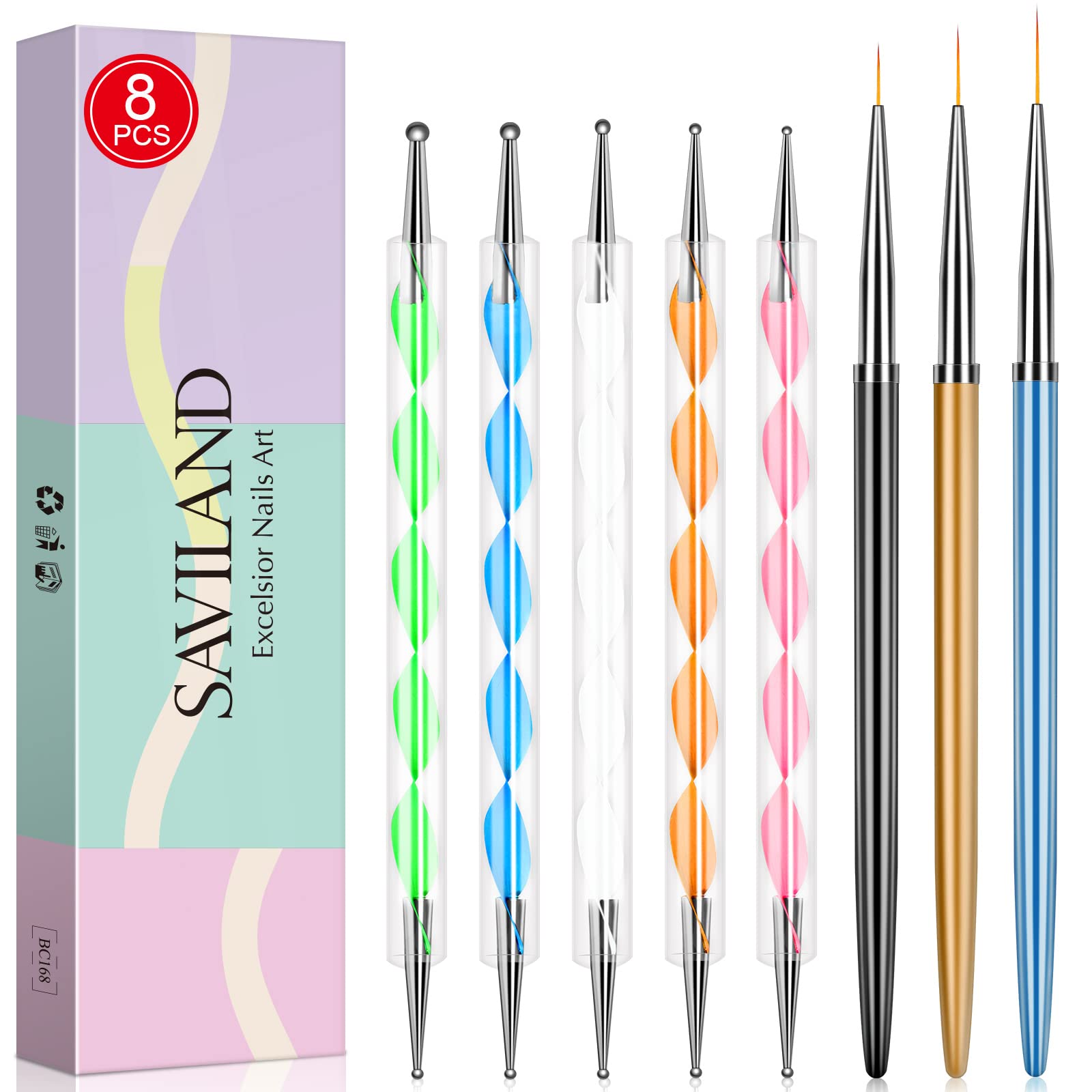 Saviland 31Pcs Nail Art Brushes Kit - Multifunctional Detail Nail Art Tools  Kit with Thin Gel Polish Brushes, Acrylic Nail Brushes, Painting Dotting