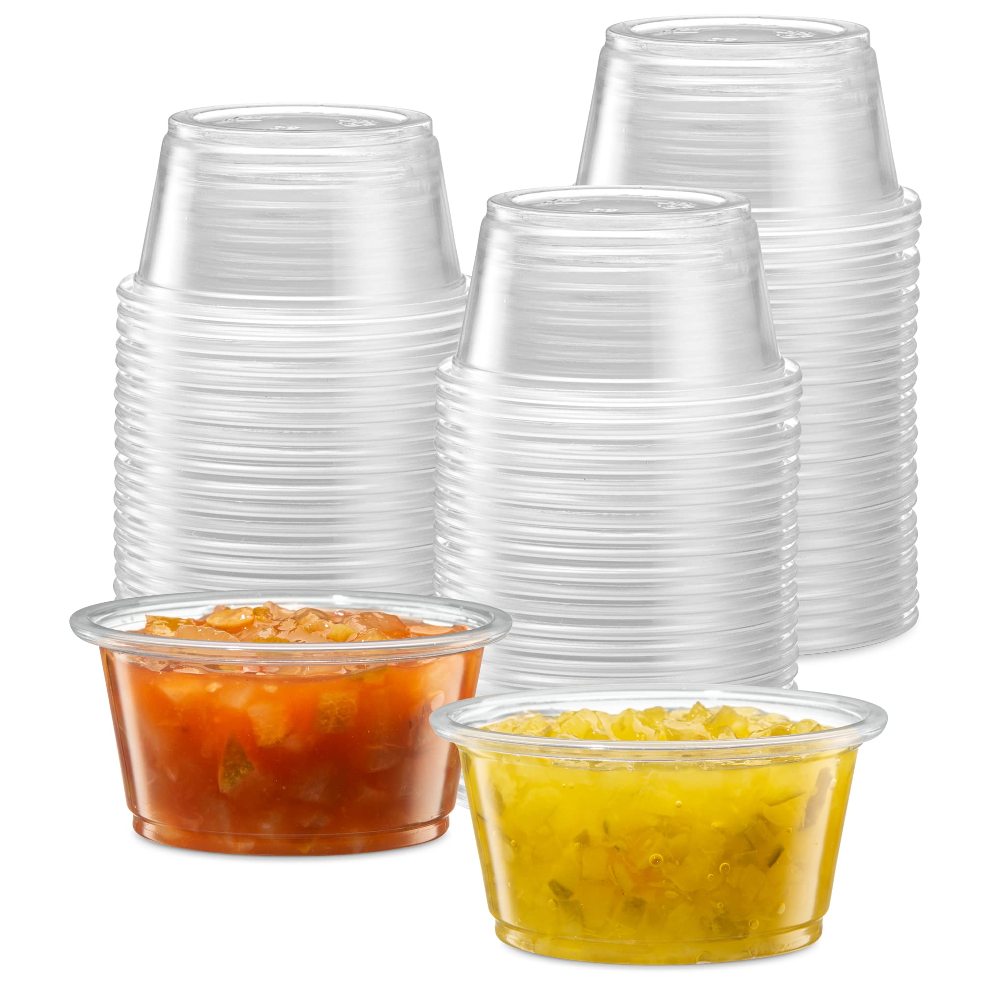 Fit Meal Prep [250 Pack] 2 oz BPA Free Plastic Portion Cup - Disposable Jello Shots Sauce Condiment Souffle Dressing Mini Containers, Cups No Lids
