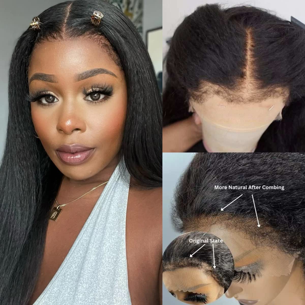 180% Density Kinky Curly Edges Hairline 13X4 Lace Front Wigs HD