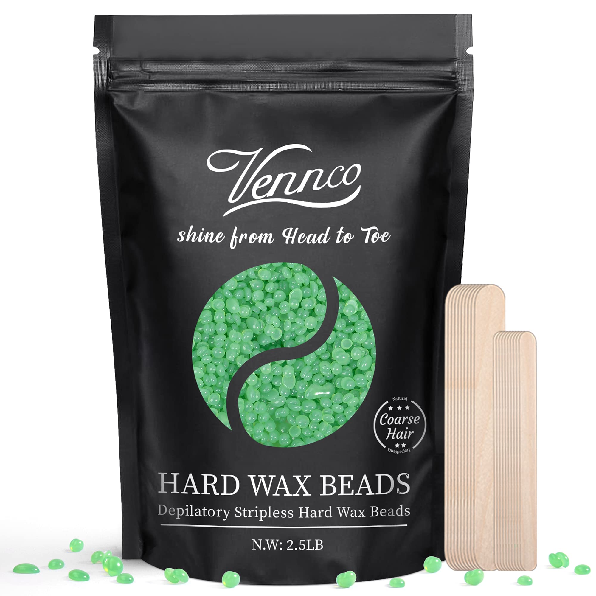 2.5lb Hard Wax Beads, Vennco Wax Beans for Coarse Hair Removal, At Home  Self Waxing Beads for Underarms, Legs, Facial, Eyebrows, Bikini and  Brazilian Wax, Large Refill Wax for Wax Warmer Kit