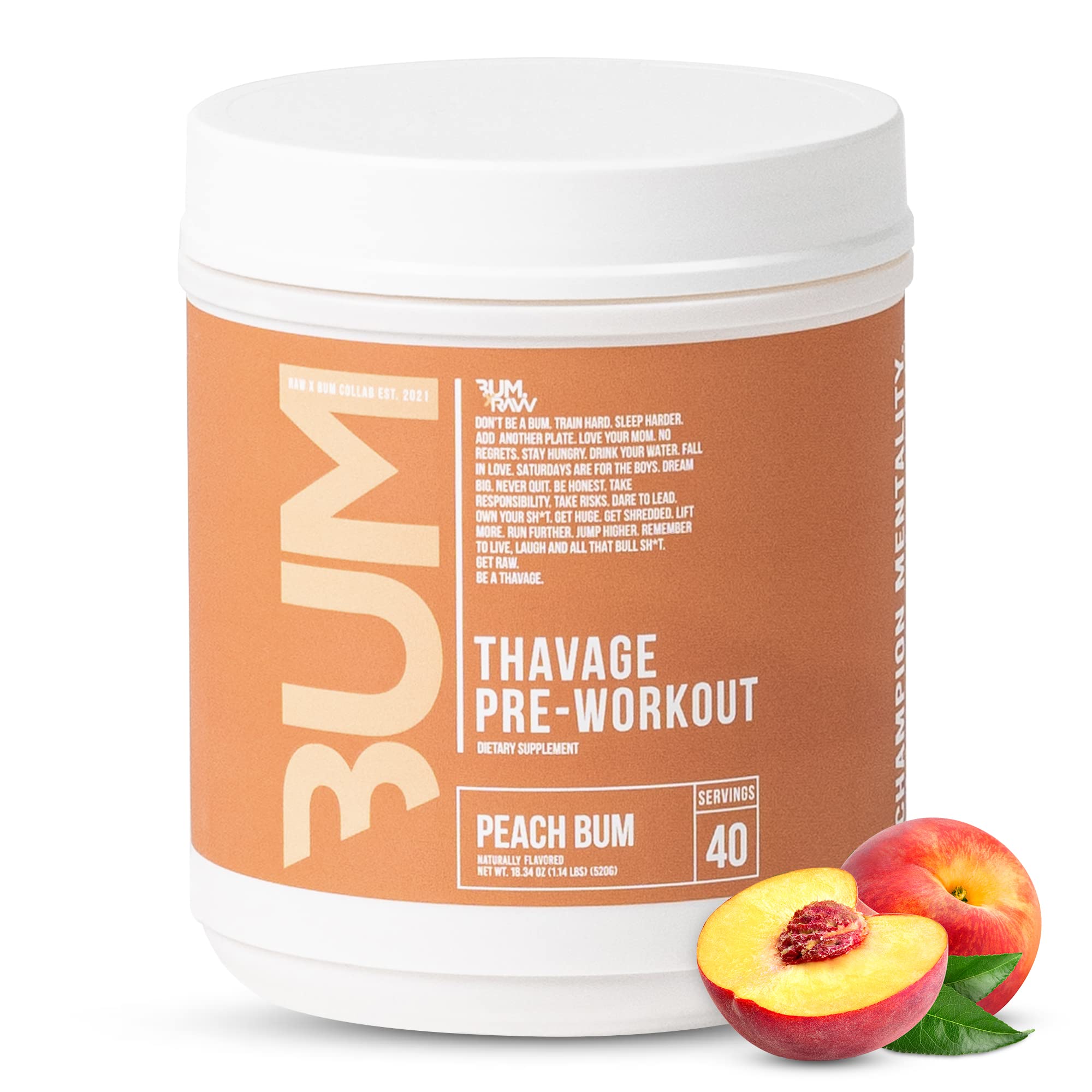 Raw Nutrition CBUM Series Thavage Pre-Workout - Peach Bum - www