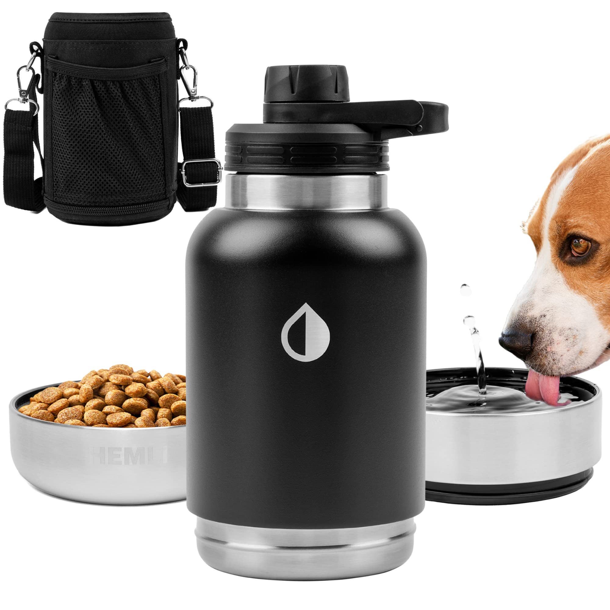 VIVAGLORY Dog Water Bottle, Pet Drinking Bottle, 25oz Portable & Leakproof  Stainless Steel Dog Travel Water Bottle Bowl with Large Trough for Walking