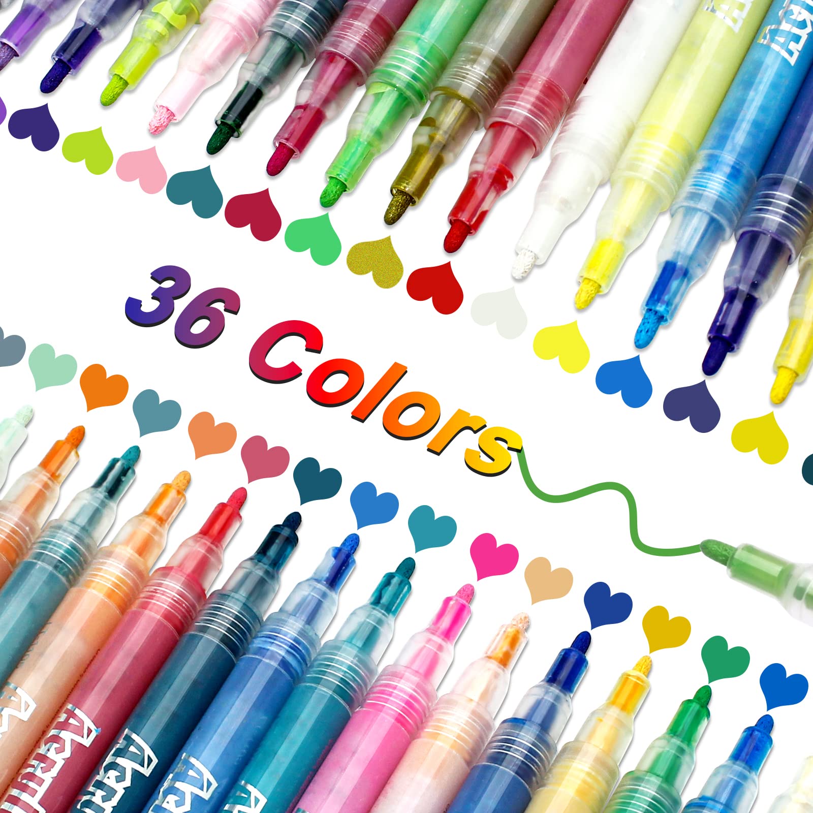  ArtBeek 36 Colors Acrylic Paint Markers, Paint Pens