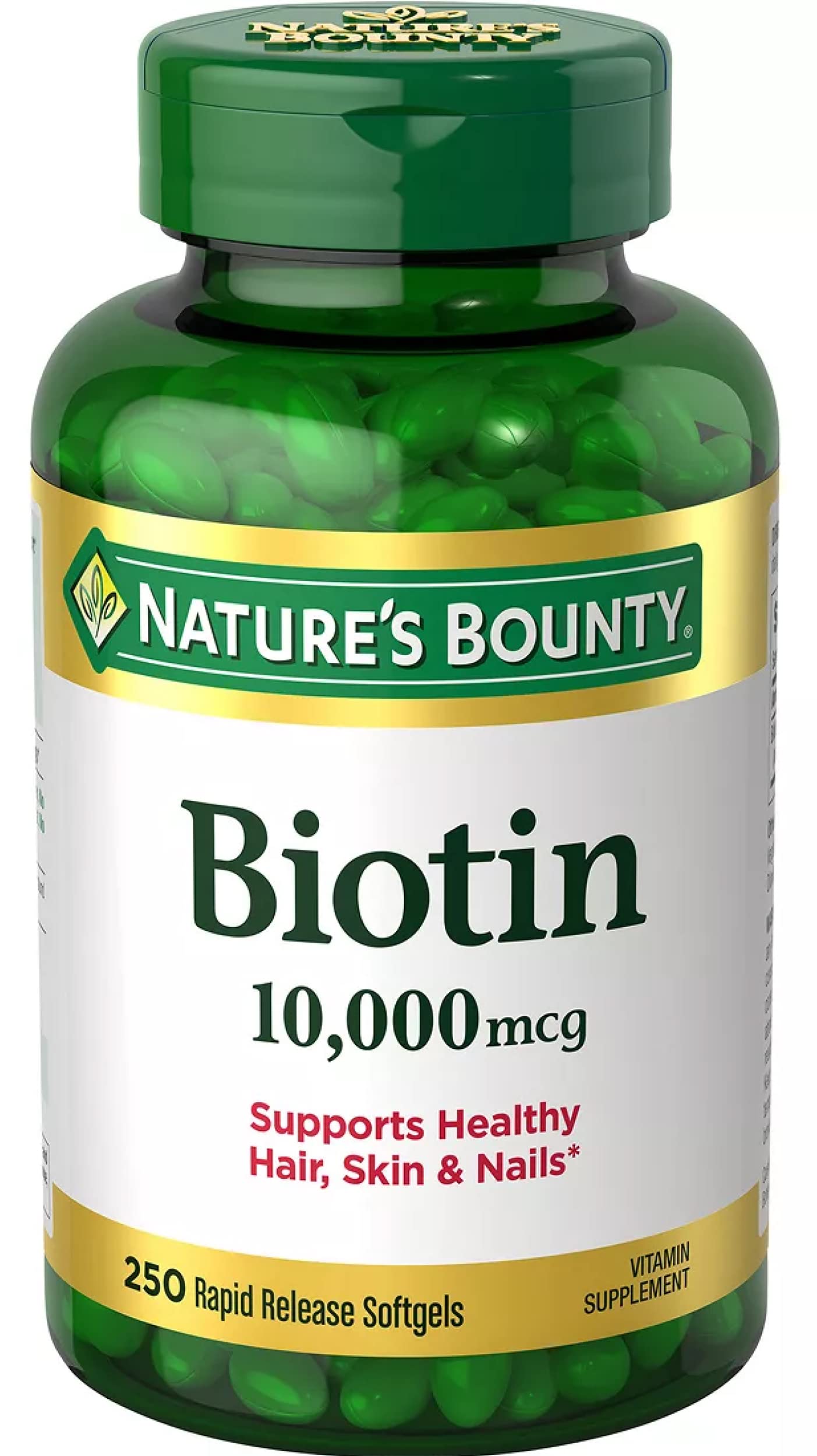 Natures Bounty Biotin 10000 Mcg 250 Rapid Release Softgels 2191