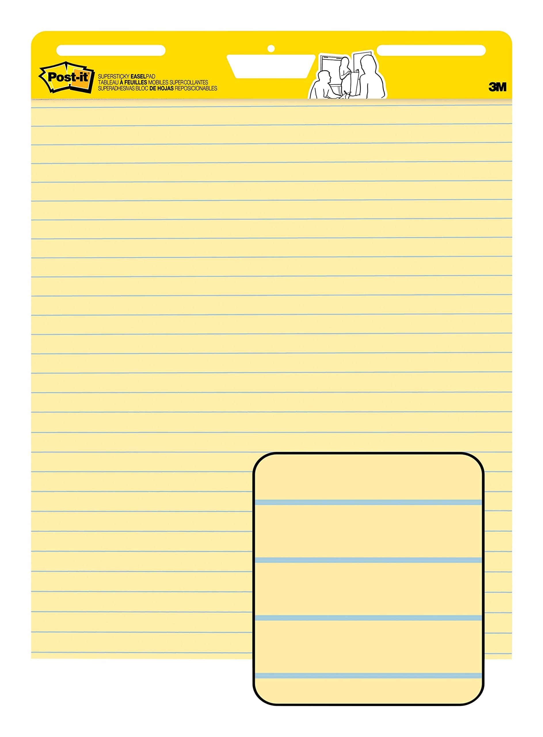 Post-it Super Sticky Easel Pad, 25 in x 30 in Sheets, Yellow Paper with  Lines