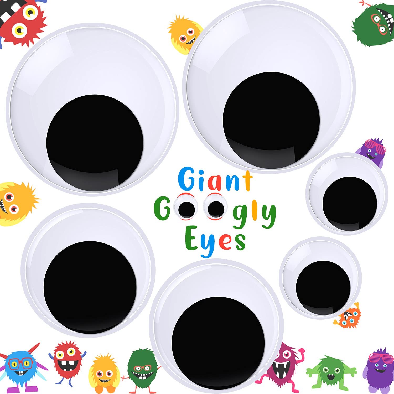 Christmas Decorations 4 Inch 3 Inch 2 Inch Wiggle Googly Eyes with