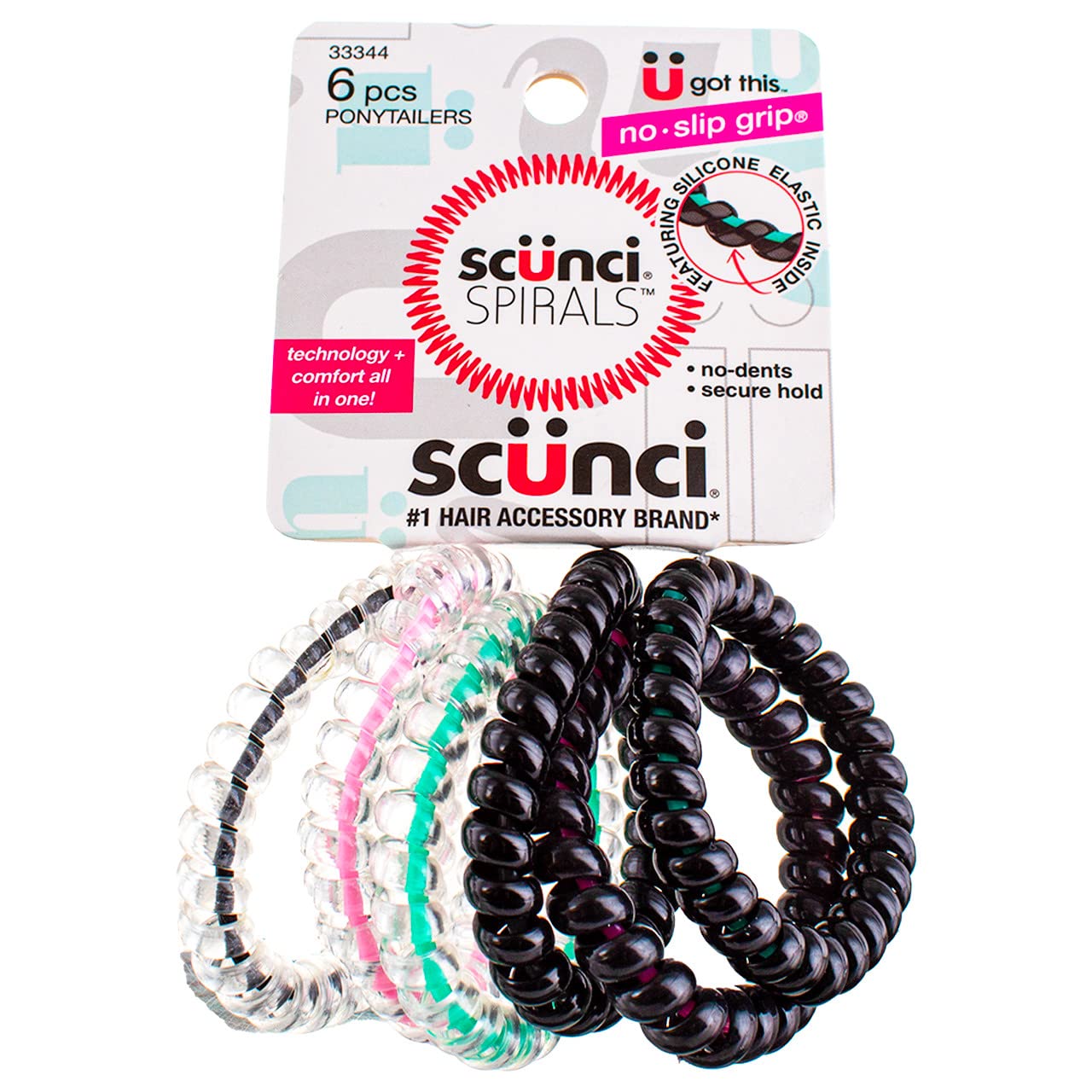 Scunci Spiral Ponytailers with NS Inner Core 6CT (Pack of 4)