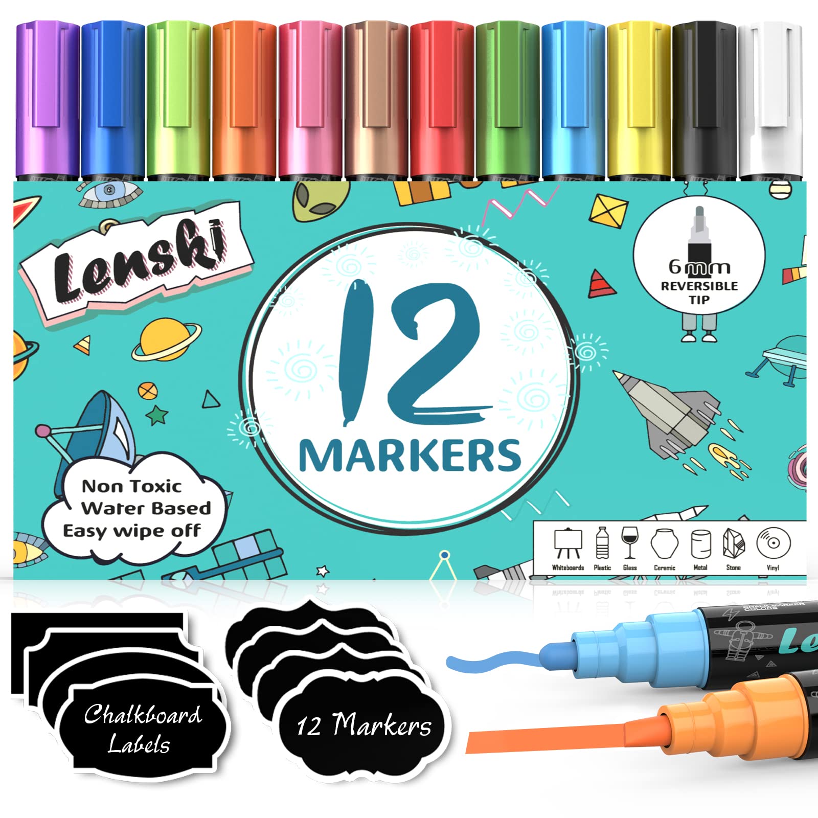 Creatov Liquid Chalkboard Window Chalk Markers 12 Pack - Multi - Great Gift Idea