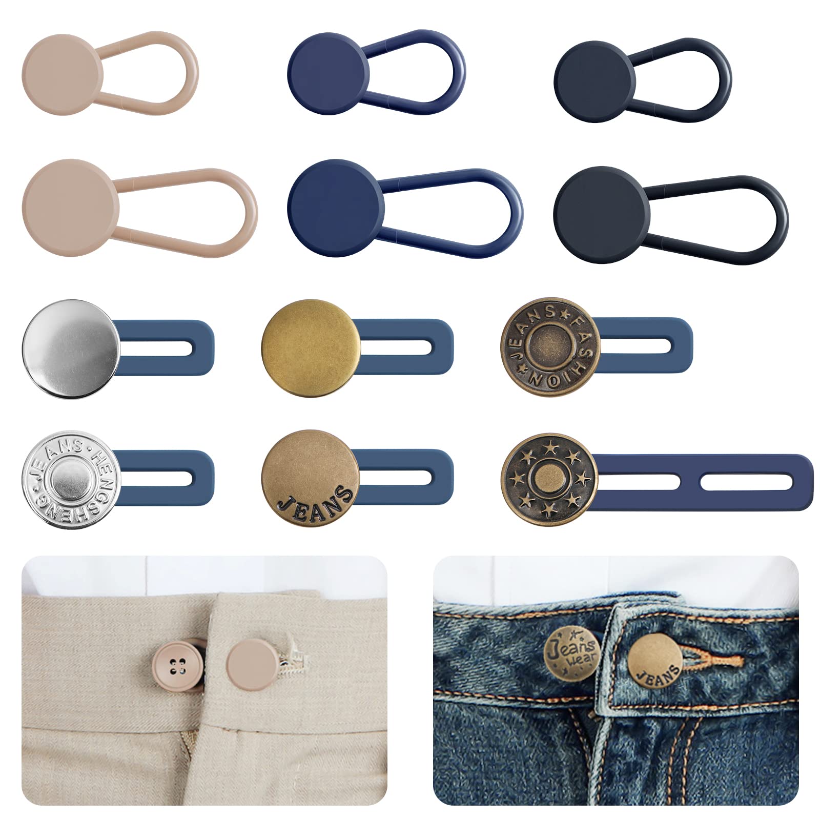 10 Pieces Waistband Extenders Elastic Button Waist Extender Pants Hook  Extend