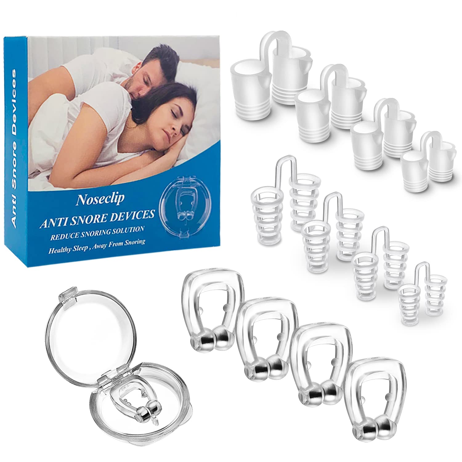 Snoring Solution- Snore Stopper Anti Snoring Devices 4PCS Silicone Magnetic  Nose Clips & 8PCS Silicone Nasal