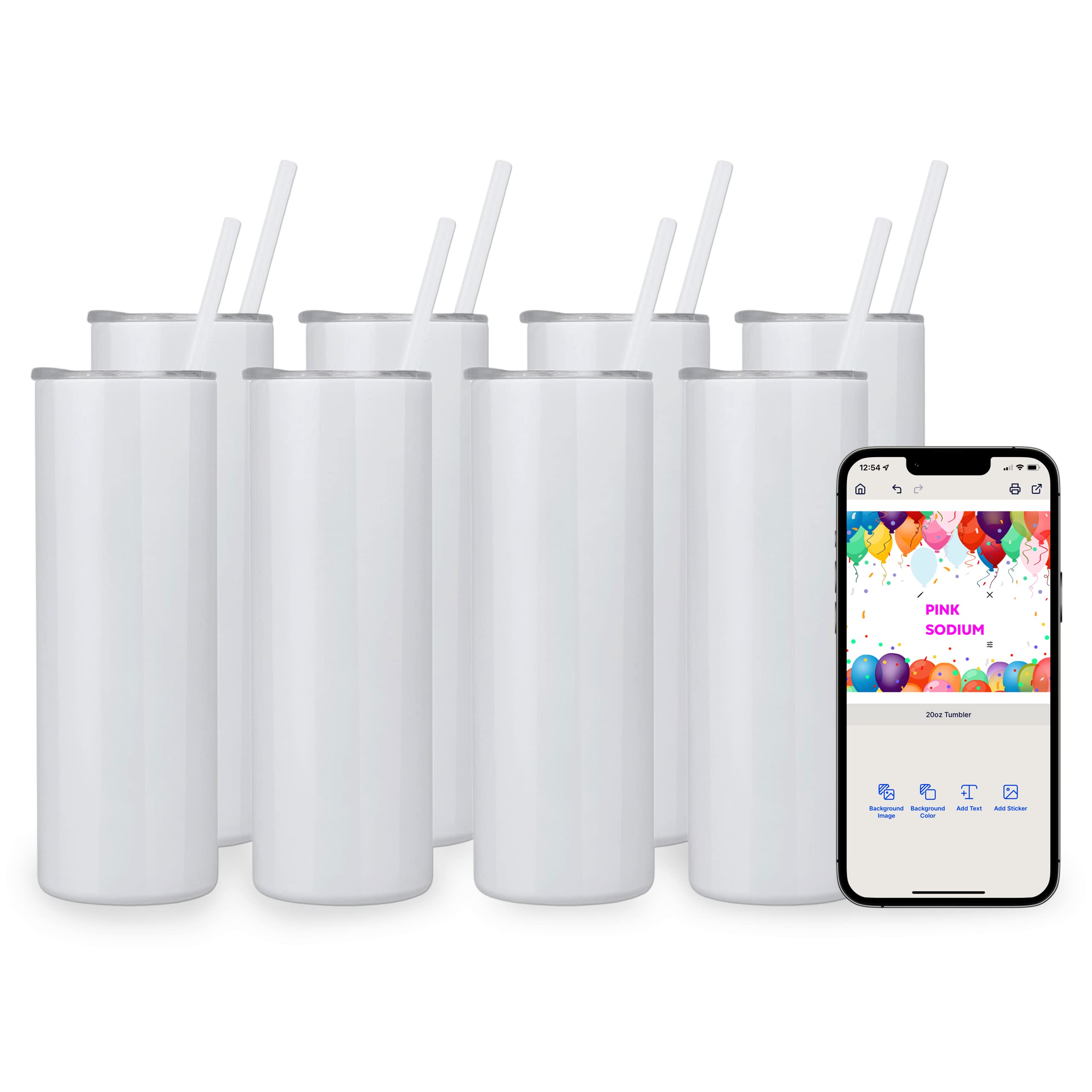 PINKSODIUM 8 Pack Sublimation Tumblers bulk 20 oz Skinny Straight  Sublimation Blanks 20oz Double Wall Insulated White Stainless Steel Tumbler  Cups with lids polymer coating for heat transfer 8 Count (Pack of 1)