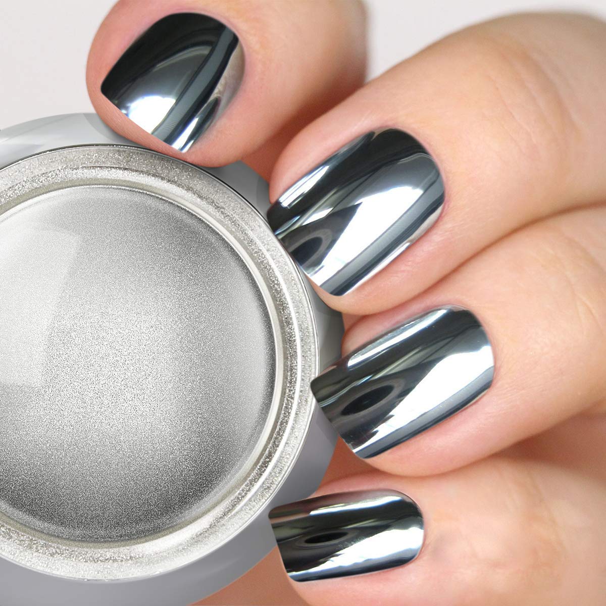 PrettyDiva Silver Chrome Nail Powder - Rose Gold Effect Mirror Nail Powders  Pure Metallic Chrome Powder Manicure Pigments for Nail Art