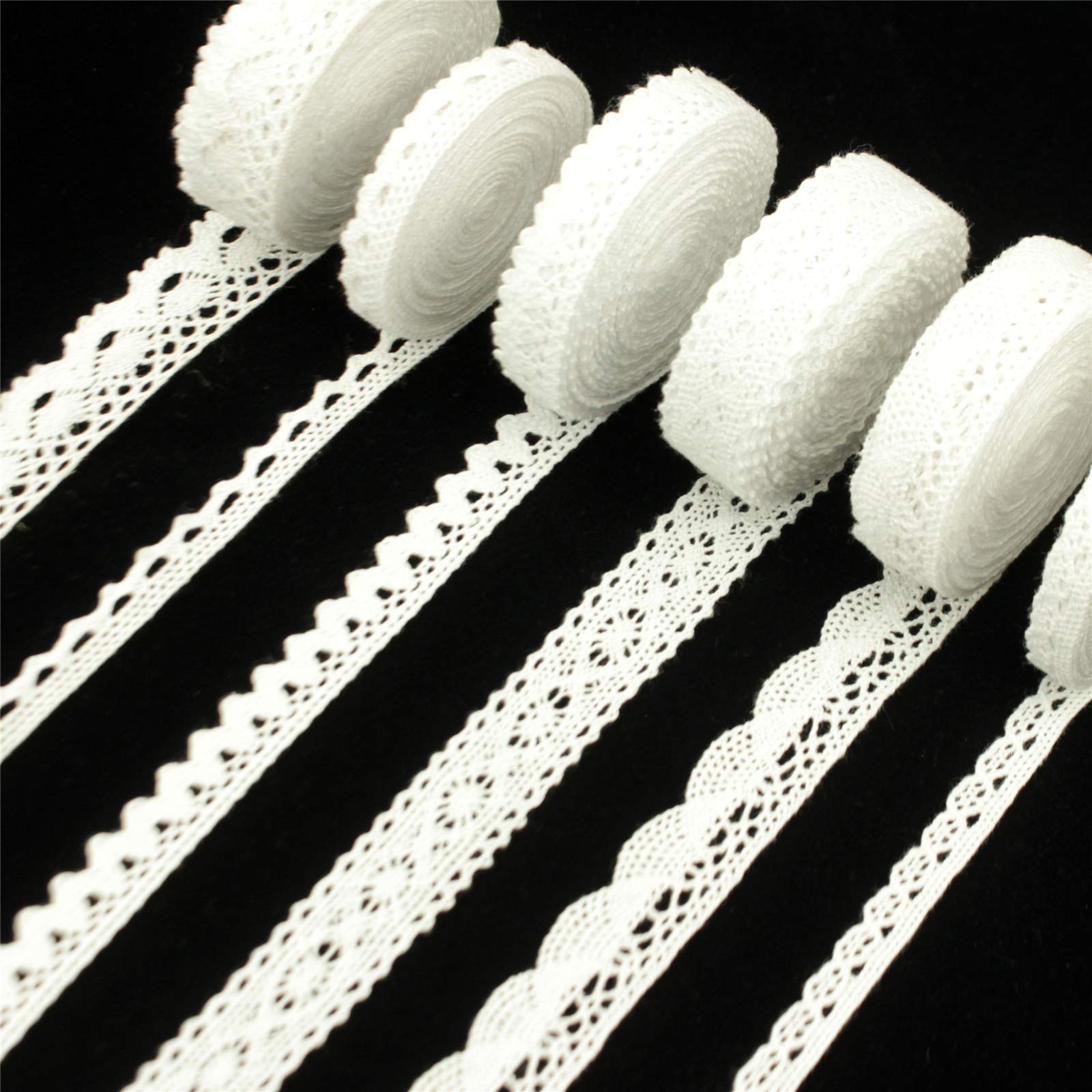 54 Yards Lace Ribbon White Lace Trim Yard Crochet Sewing Lace Ribbons for  Cra