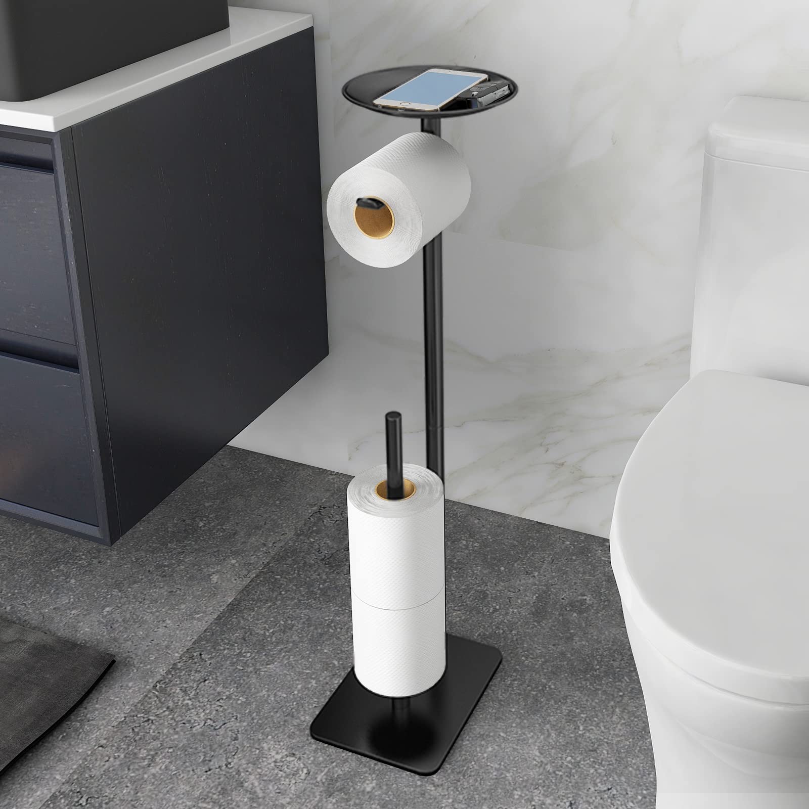 FEILERN Toilet Paper Holder Stand for Bathroom Floor Standing Toilet Roll  Dispenser Storages 4 Reserve Rolls