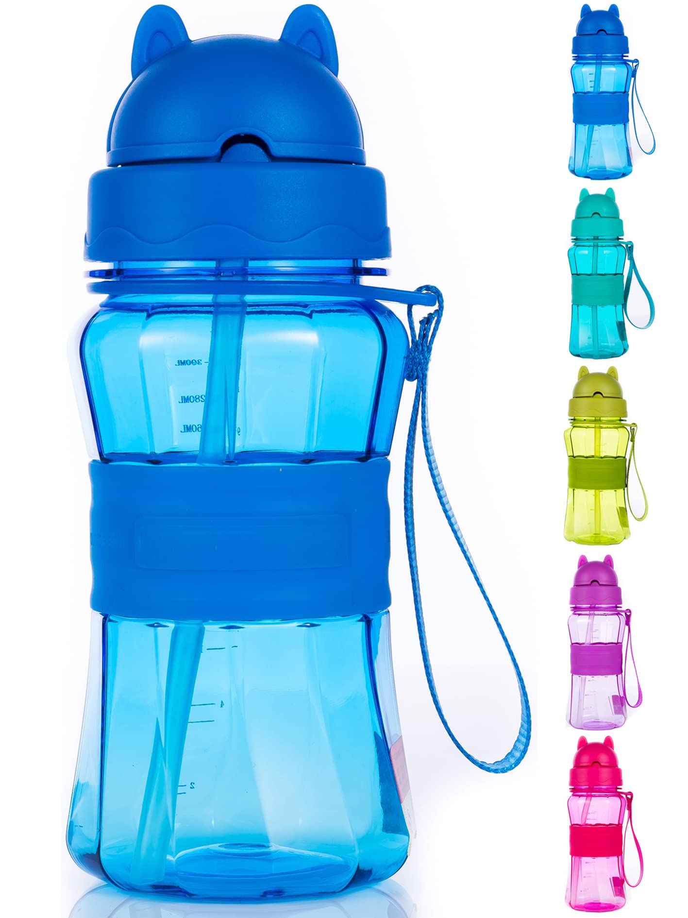 Ecteco Water Bottle for Kids Toddlers with Straw Strap 12OZ
