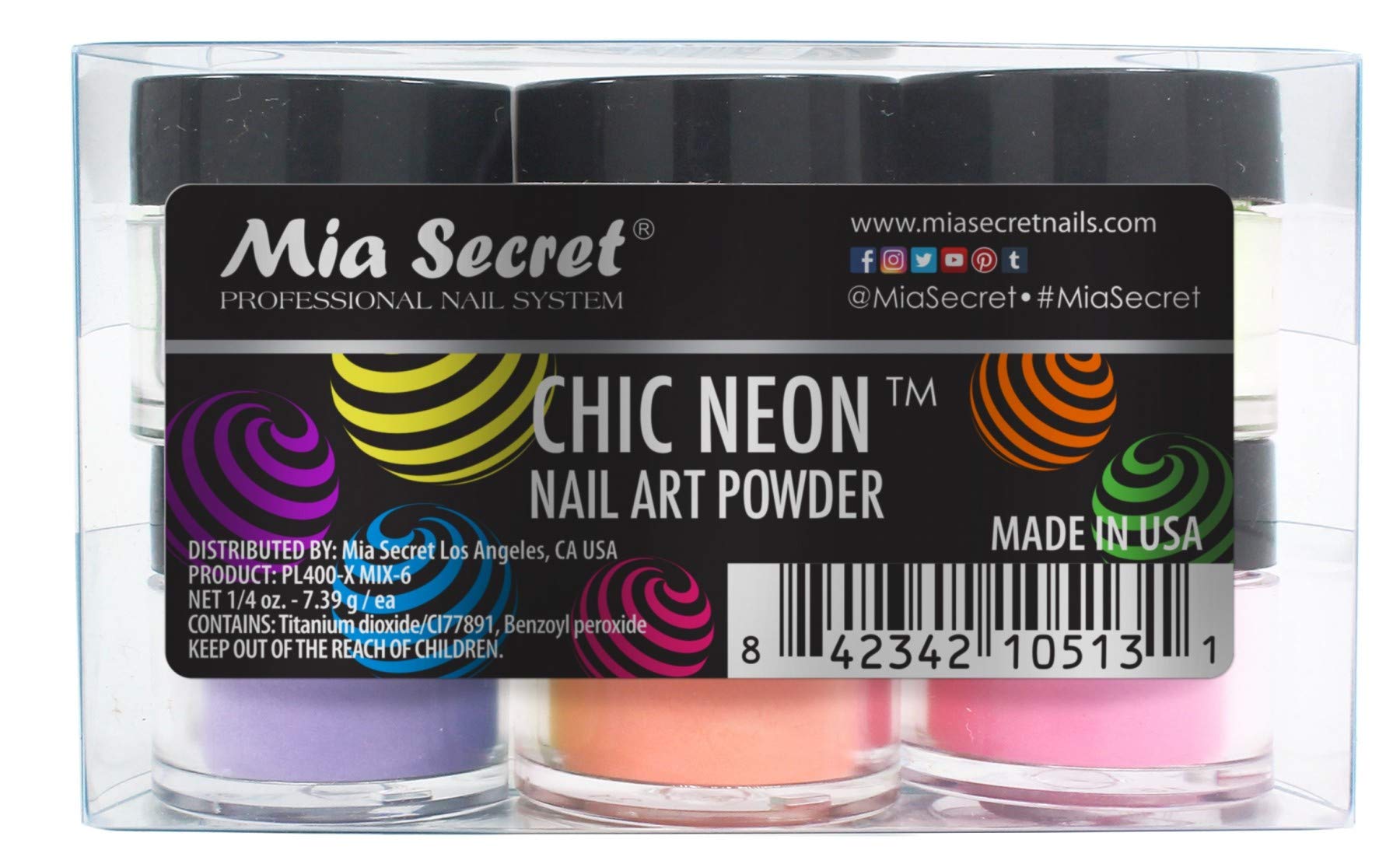 Mia Secret Flash Neon Nail Art Powder Collection (6pc)