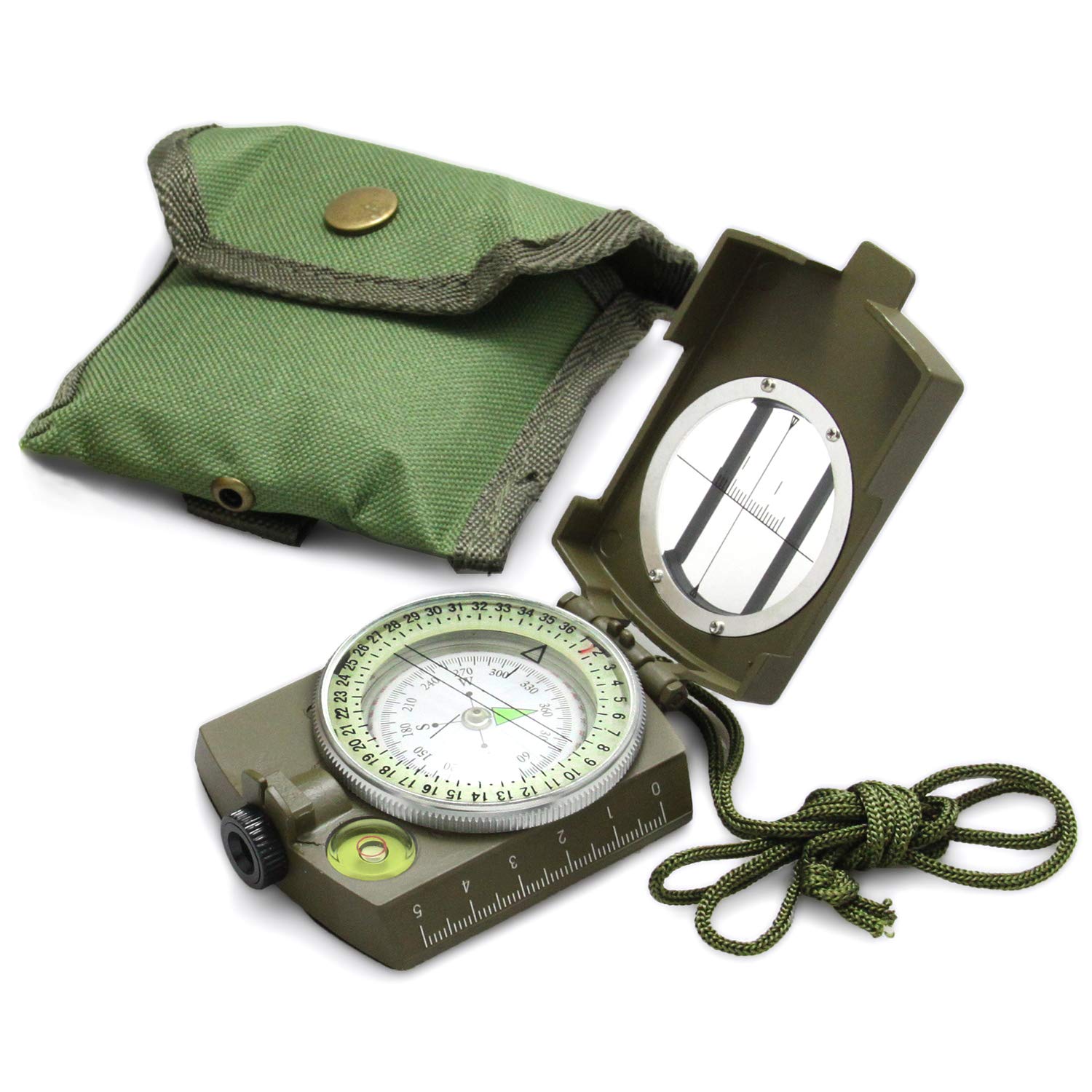 Eyeskey Multifunctional Tactical Survival Military Compass With Lanyard &  Pouch | Waterproof & Impact Resistant | Lensatic Sighting Compass For  Hiking Ek1001 Green Compass