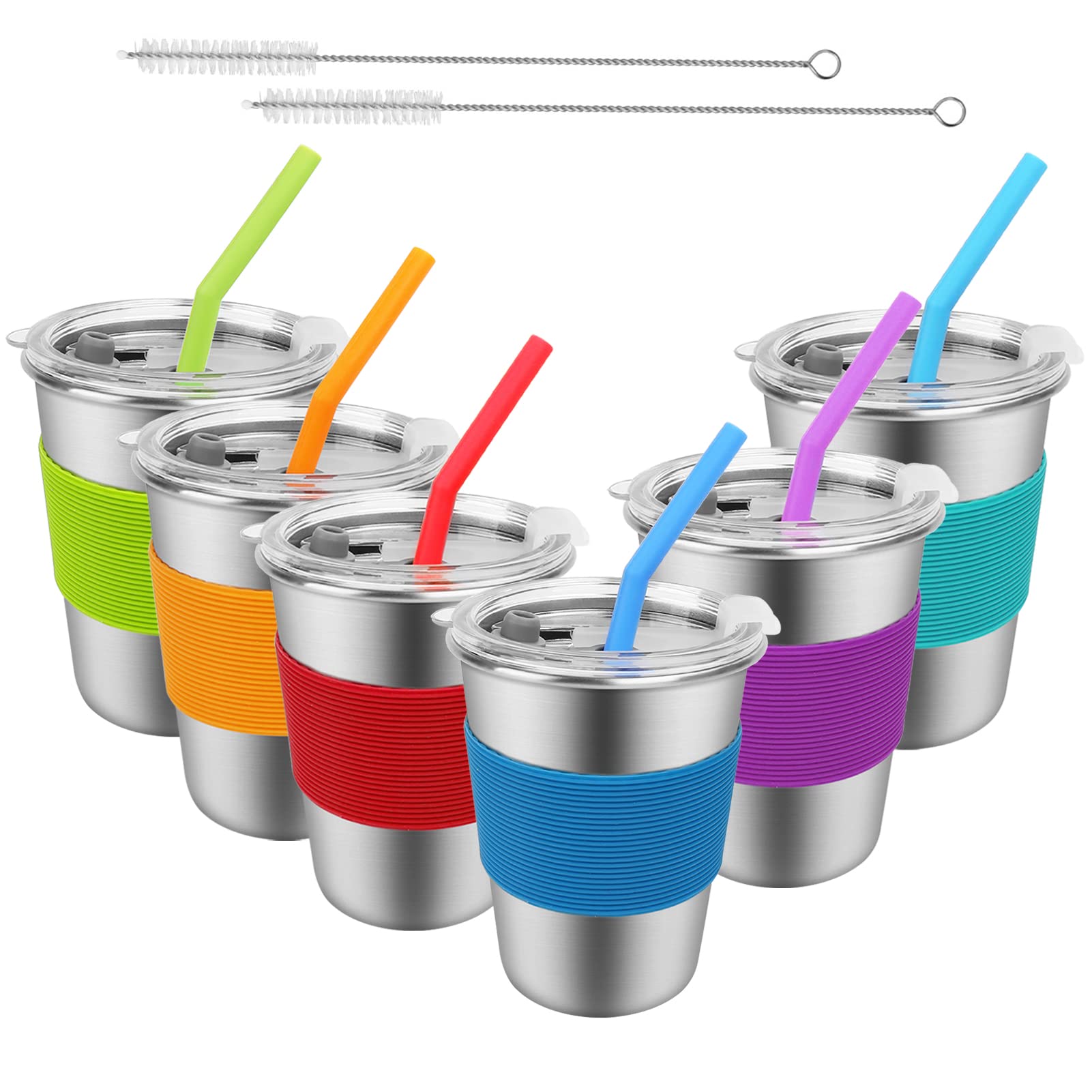 6 Packs Tumbler with Straw and Lid Water Bottle Reusable Cups Tumblers and  Water Glasses Plastic Drinking Straw Tumbler Iced Coffee Travel Mug Cup for