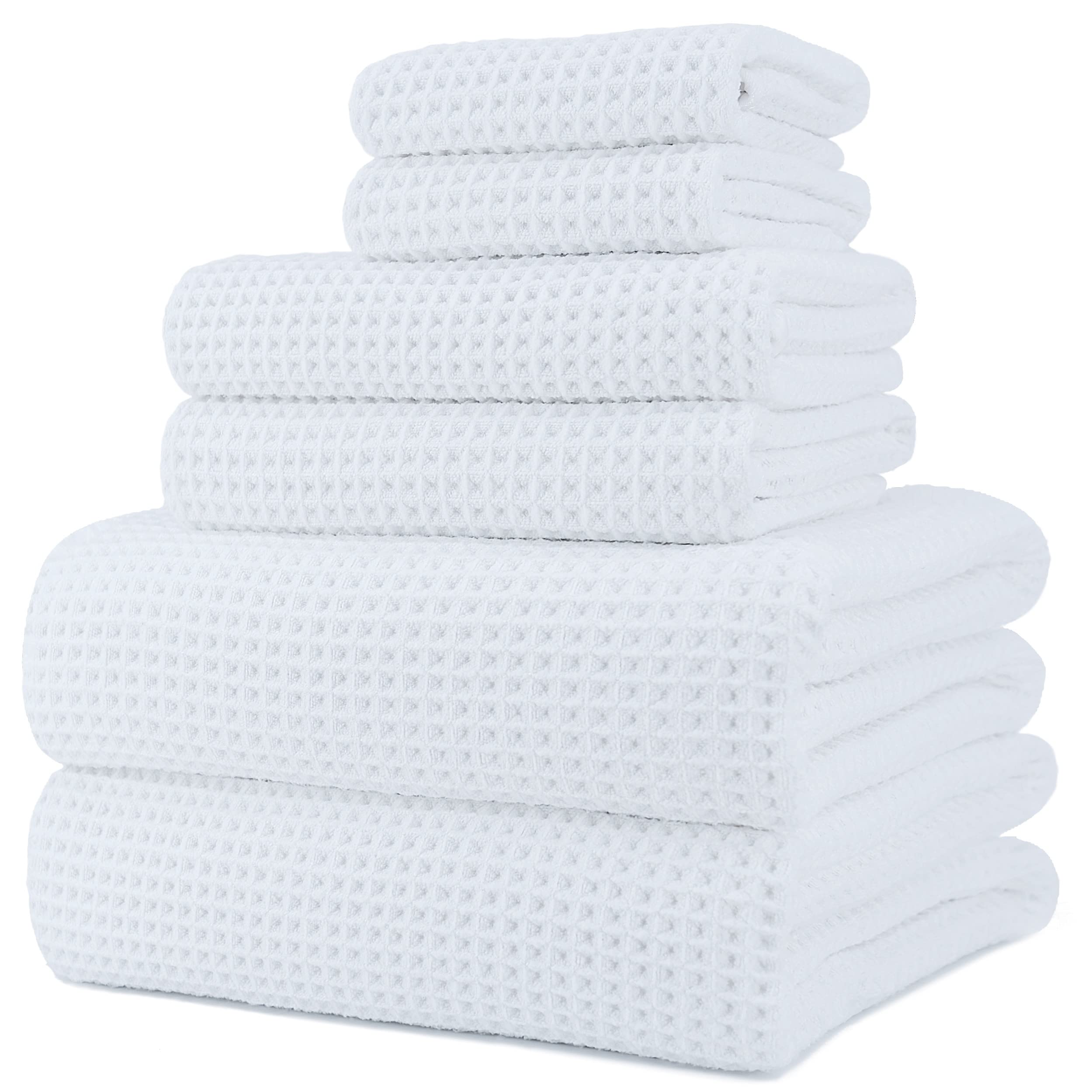 POLYTE Oversize, 60 x 30 in, Quick Dry Lint Free Microfiber Bath Towel Set,  6 Piece (Gray)