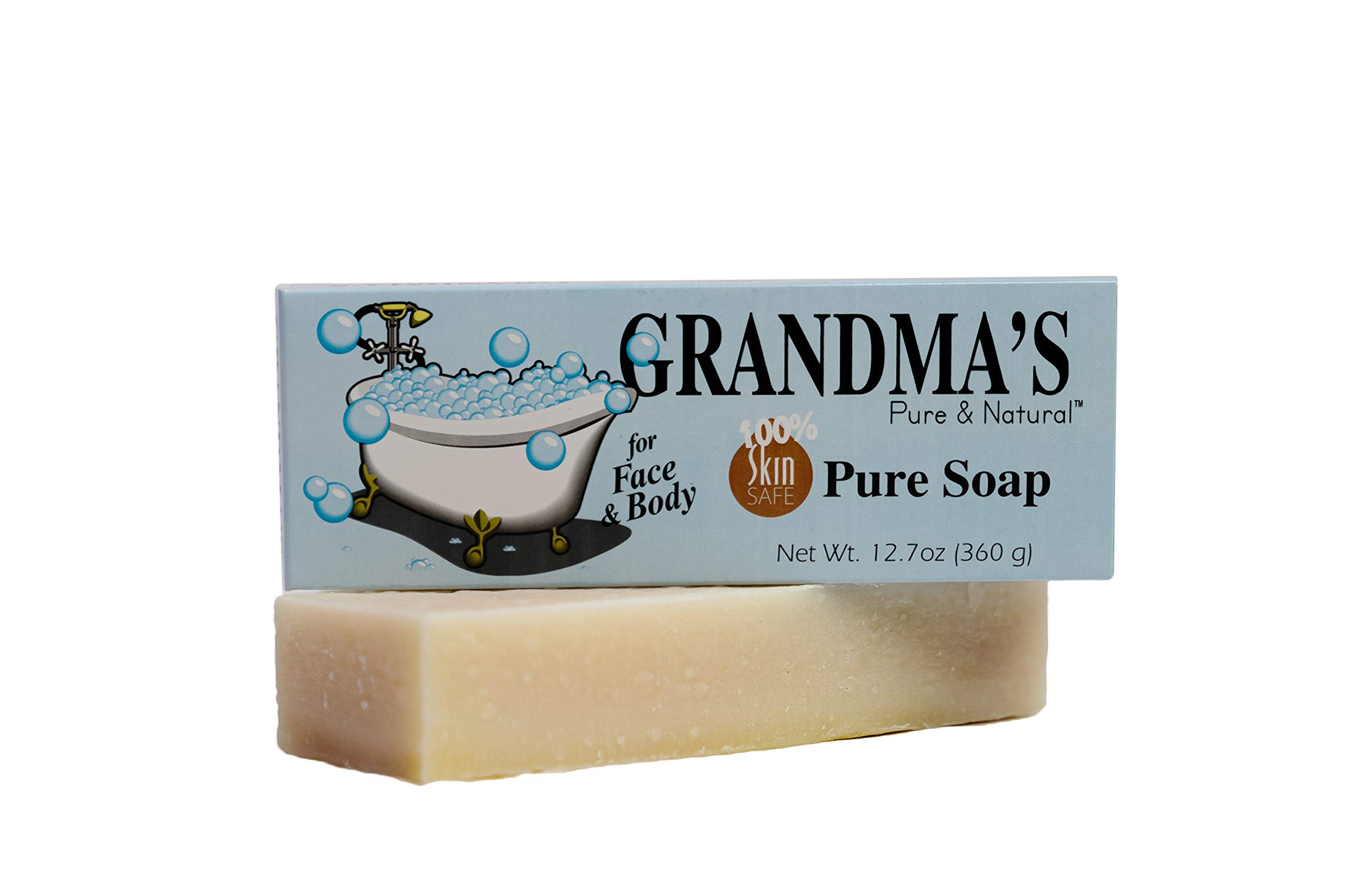 Grandma's Pure Lye Soap Bar - 12.7 ounce Large Unscented Face