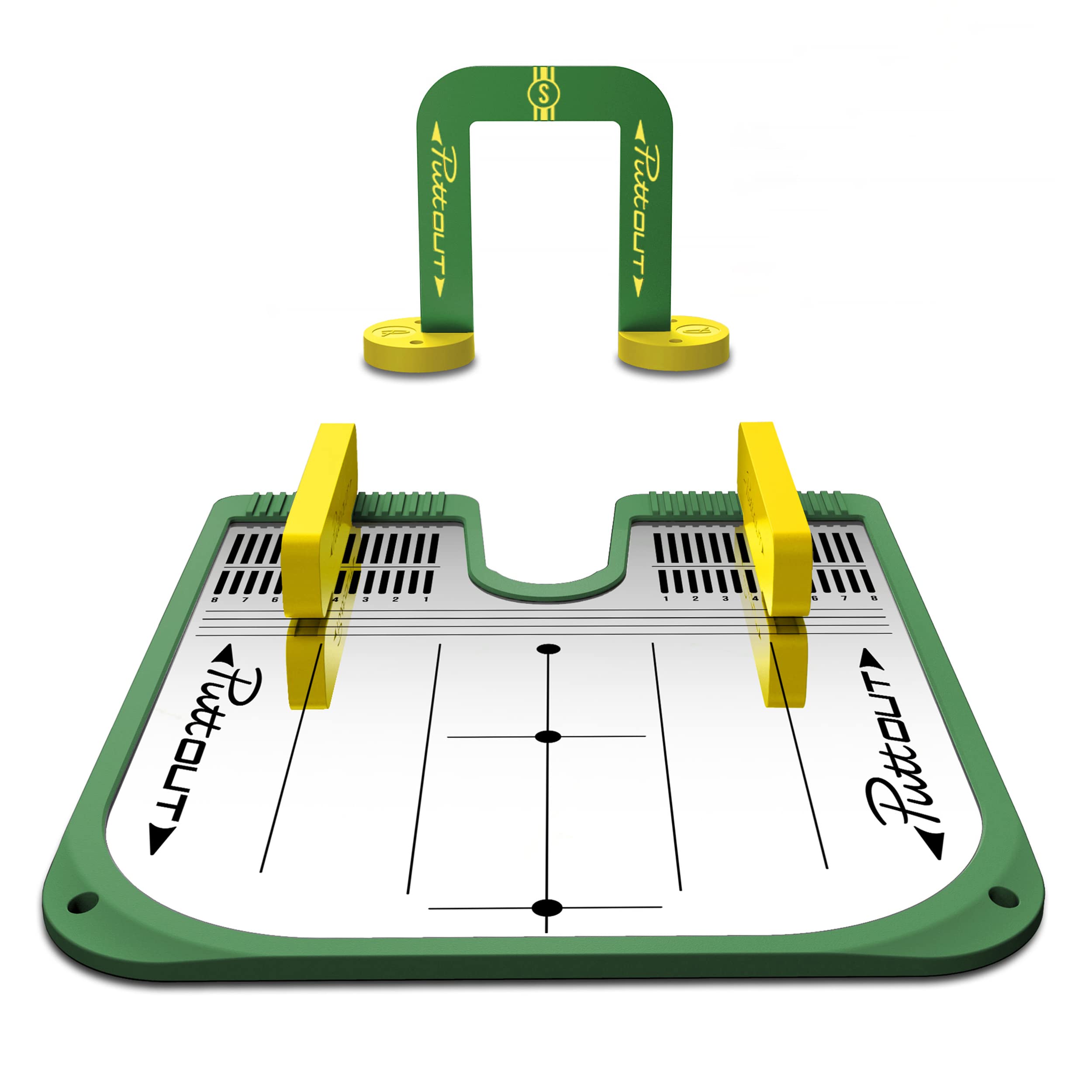 PuttOut Putting Mirror Trainer and Alignment Gate Yellow/Green