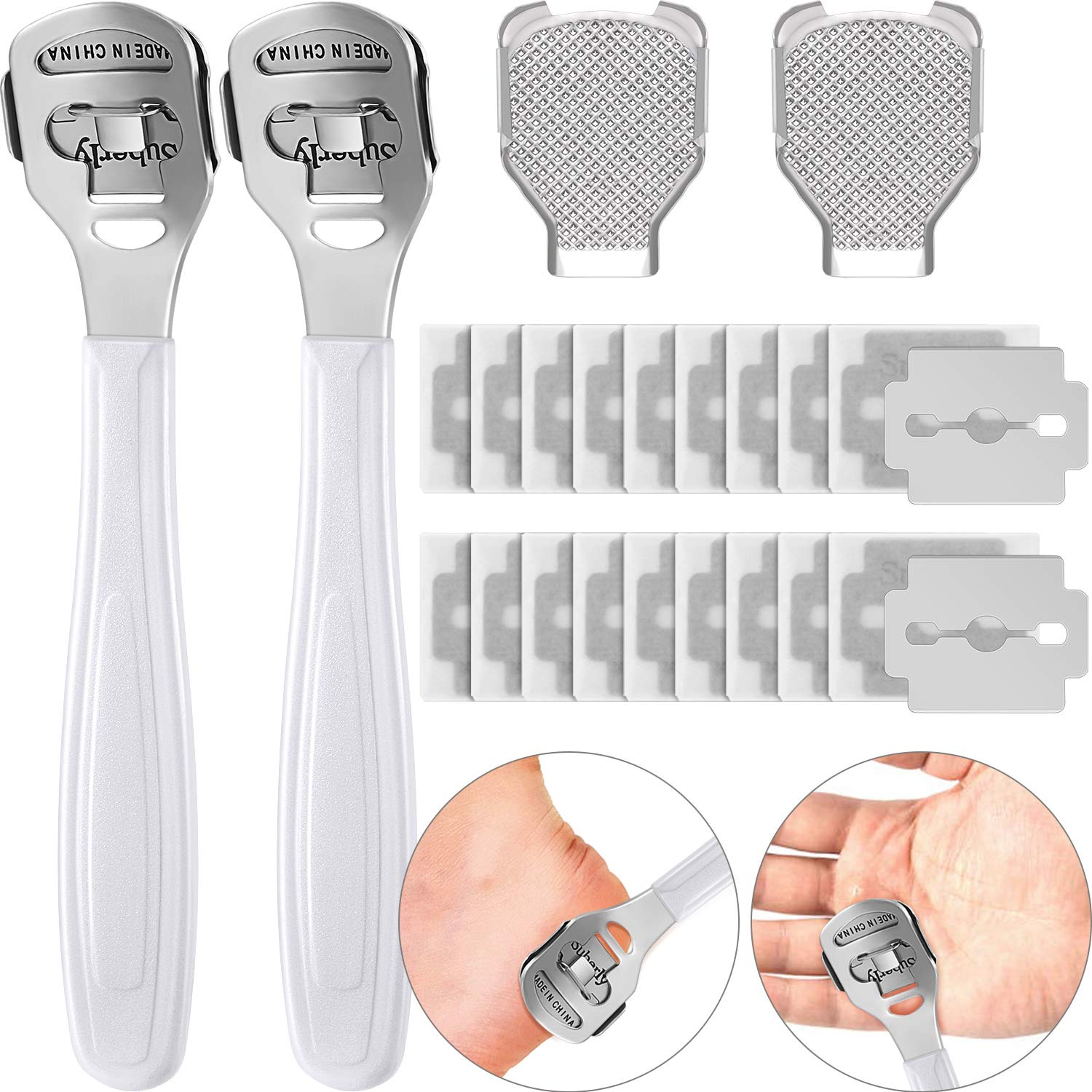 24 Pieces in Total, 2 Callus Shaver Sets Include 20 Replacement Slices