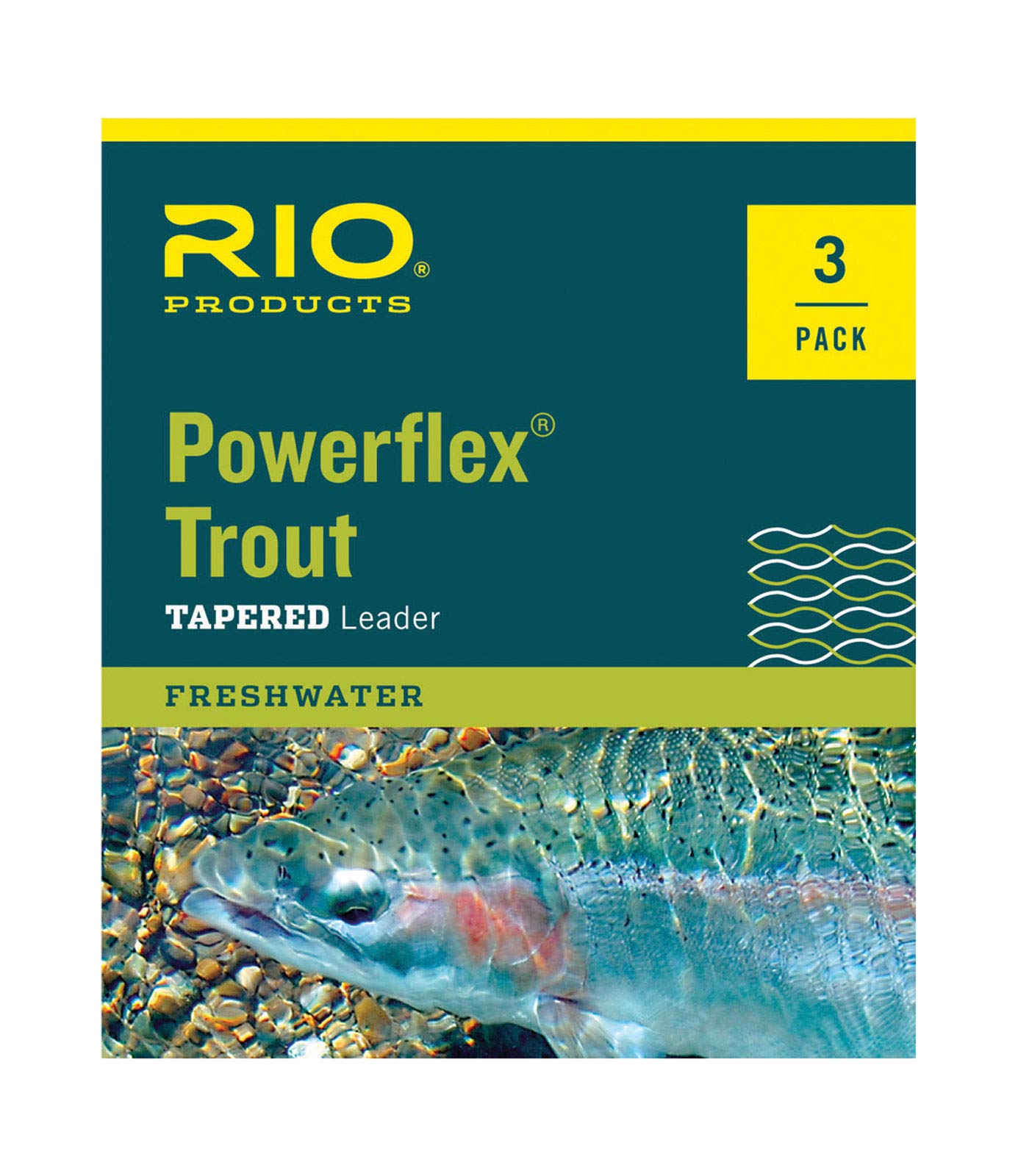 RIO Products Powerflex Trout 7.5ft Leader, Freshwater Tapered Fly Line, 3  Pack 5X
