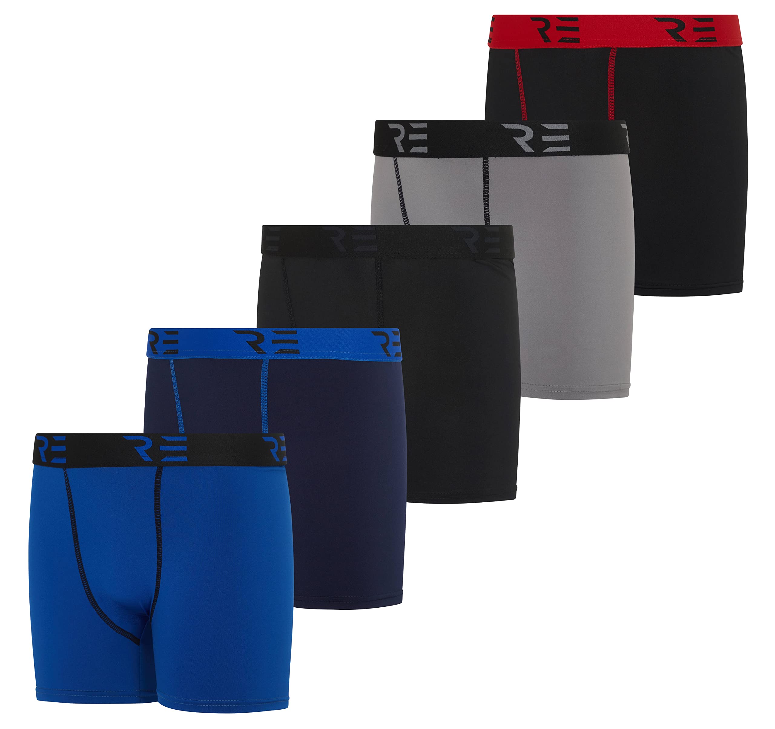 Real Essentials 5 Pack: Youth Boys' Compression Shorts - Performance Boxer  Briefs Athletic Spandex Underwear(4-20) Small Set 2