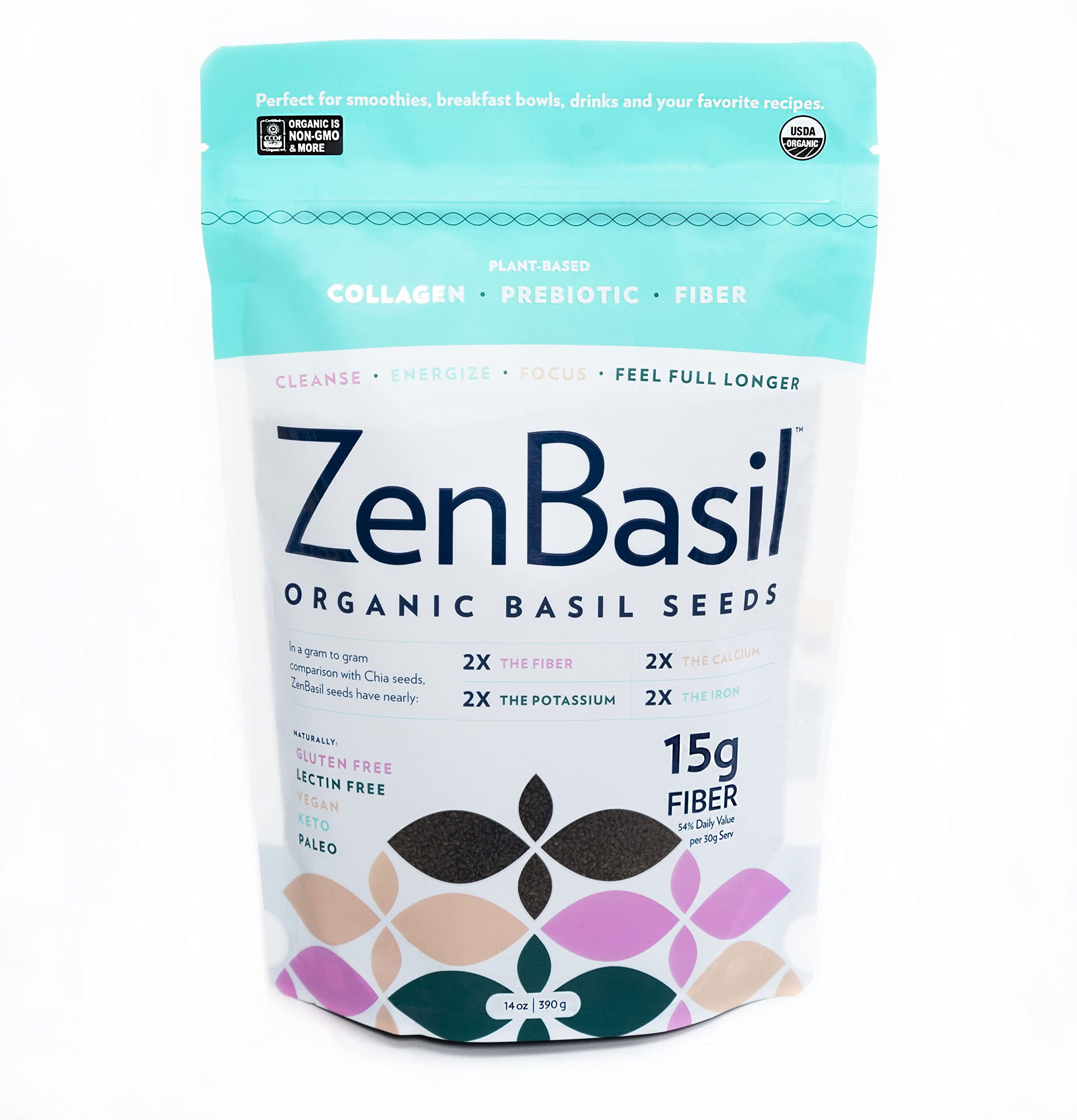 Zen Basil Seeds Edible Basil Seeds USDA Organic Kosher Non GMO