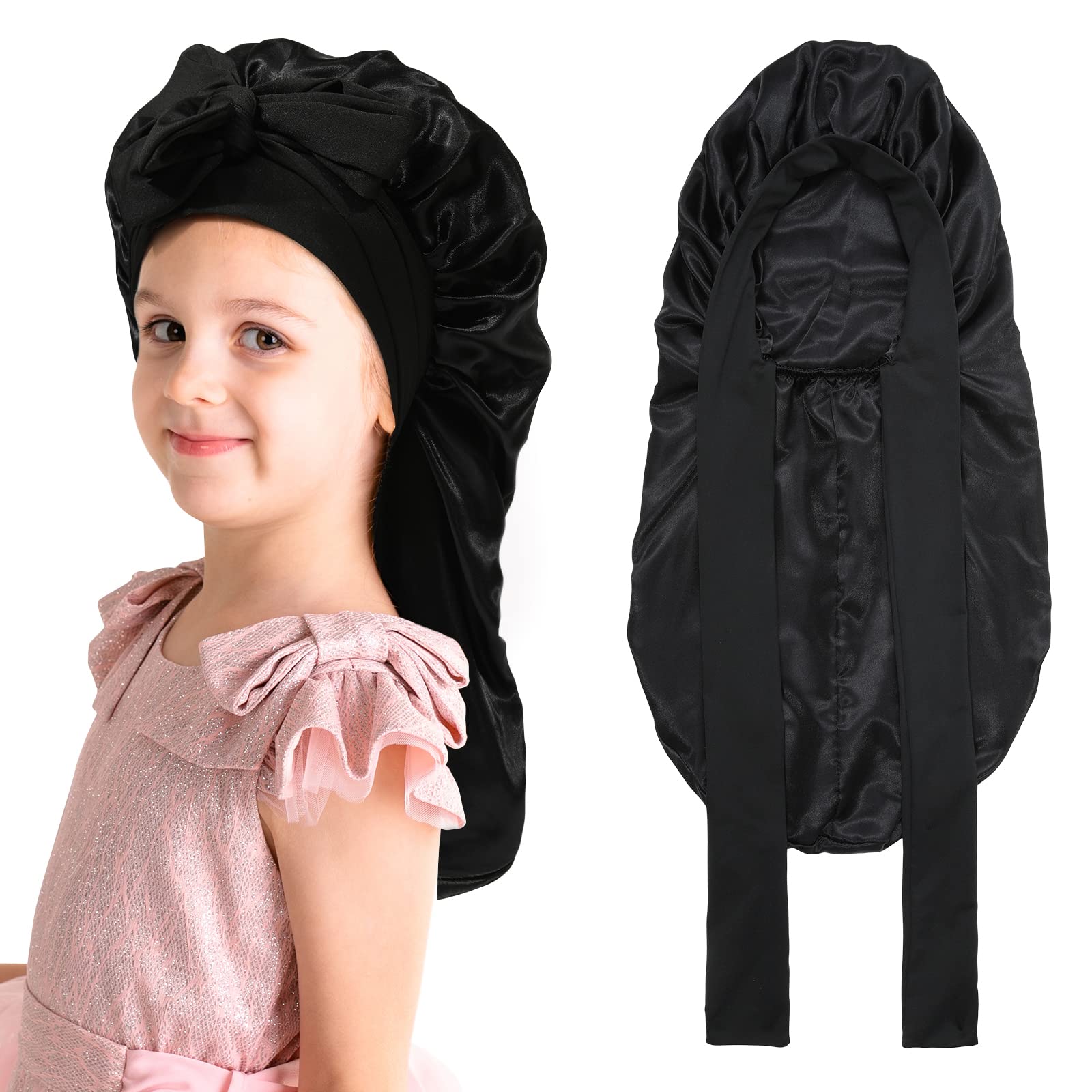 AWAYTR Satin Bonnet Silk Bonnet for Sleeping Silk Sleep Cap Double Layer  Hair Bonnet with Elastic Tie Band for Curly Hair Night Cap 