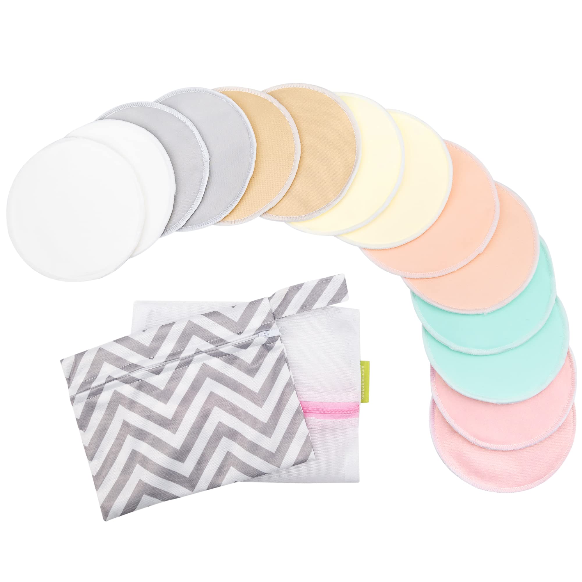 Washable Reusable Bamboo Nursing Pads, Organic Bamboo Breastfeeding Pads, 4  Flower Pads, 10 Pack with 2 Pouches & E-Book