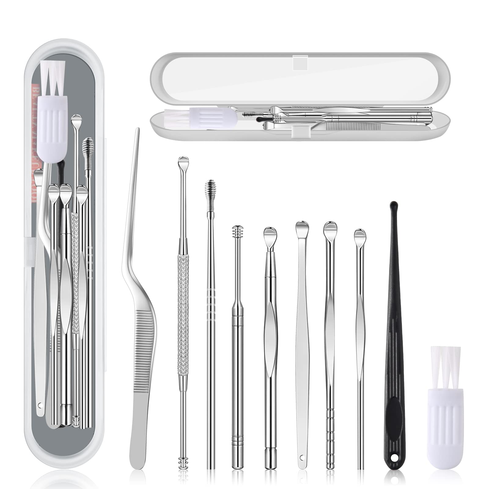 8Pcs Ear Pick Ear Wax Removal Kit, Earwax Removal Tool, Ear Cleansing Set,  Ear Curette Ear Wax Remover Tools with a Cleaning Brush and Storage Box