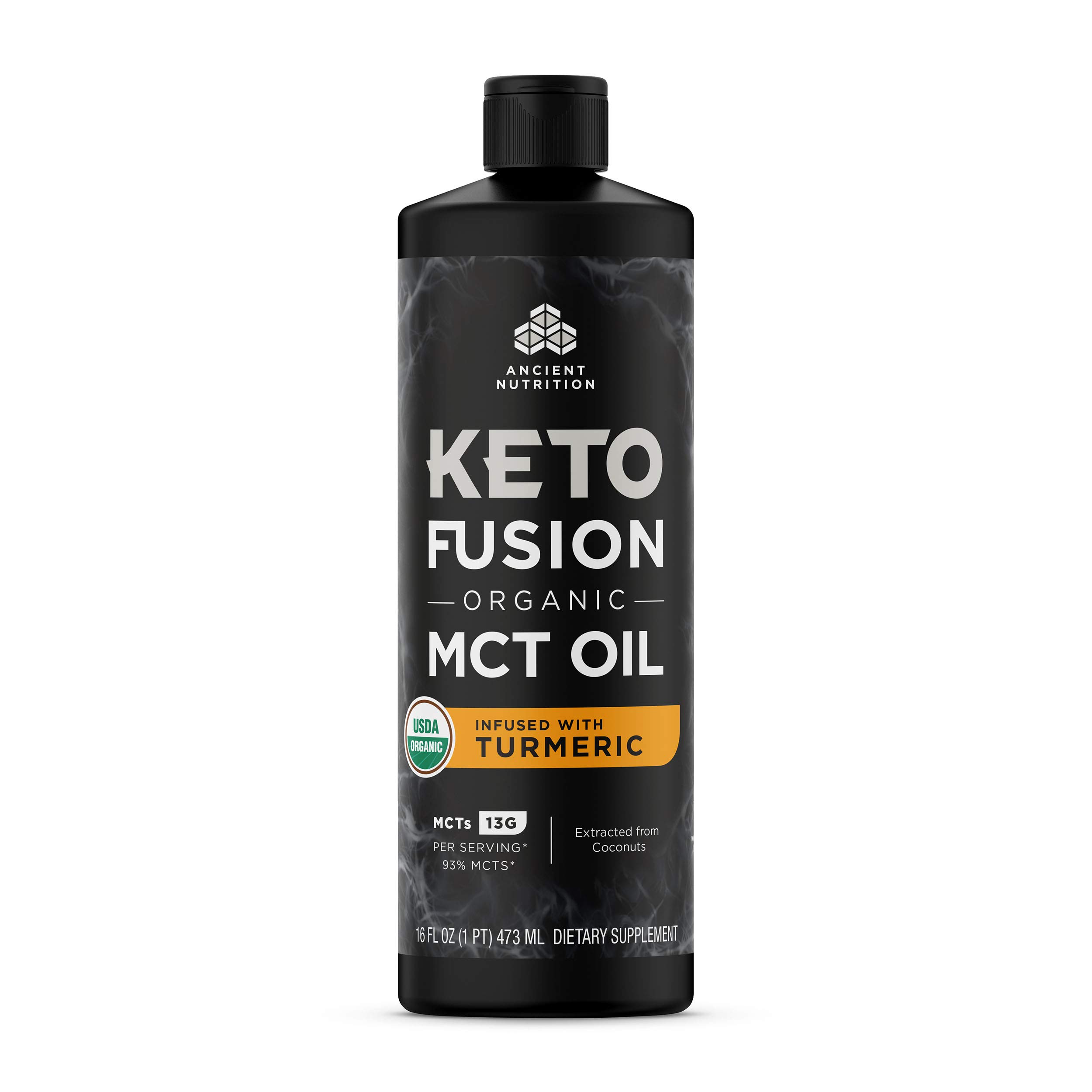 Dr. Axe / Ancient Nutrition Keto Fusion Organic MCT Oil Infused with  Turmeric 16 fl oz (473 ml)