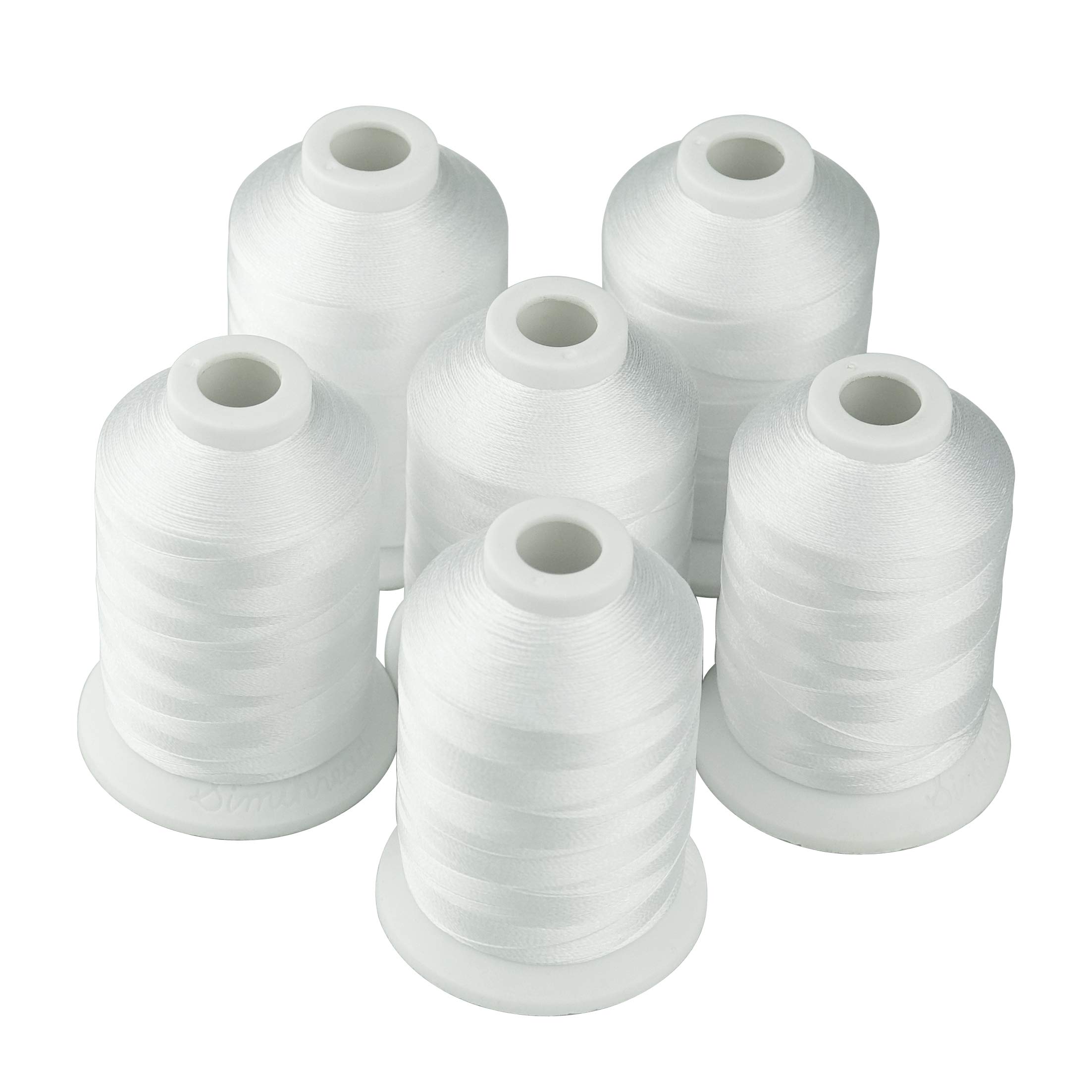  Set of 2 Huge White Spools Bobbin Thread for Embroidery Machine  and Sewing Machine - 60 Weight - 5500 Yards Each - Polyester -Embroidex