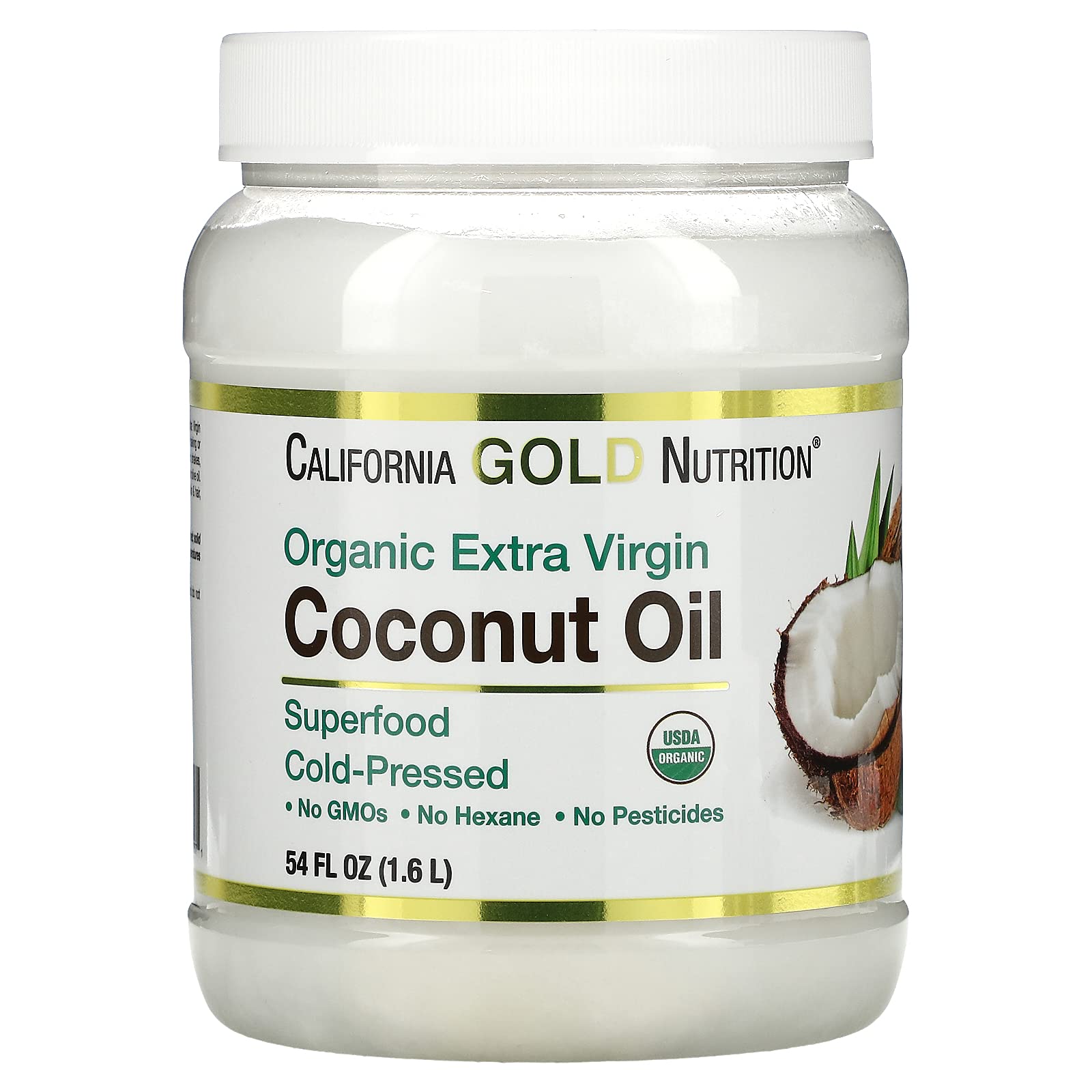 Certified USDA Organic Extra Virgin Coconut Oil 54 fl oz - Cold-Pressed ...