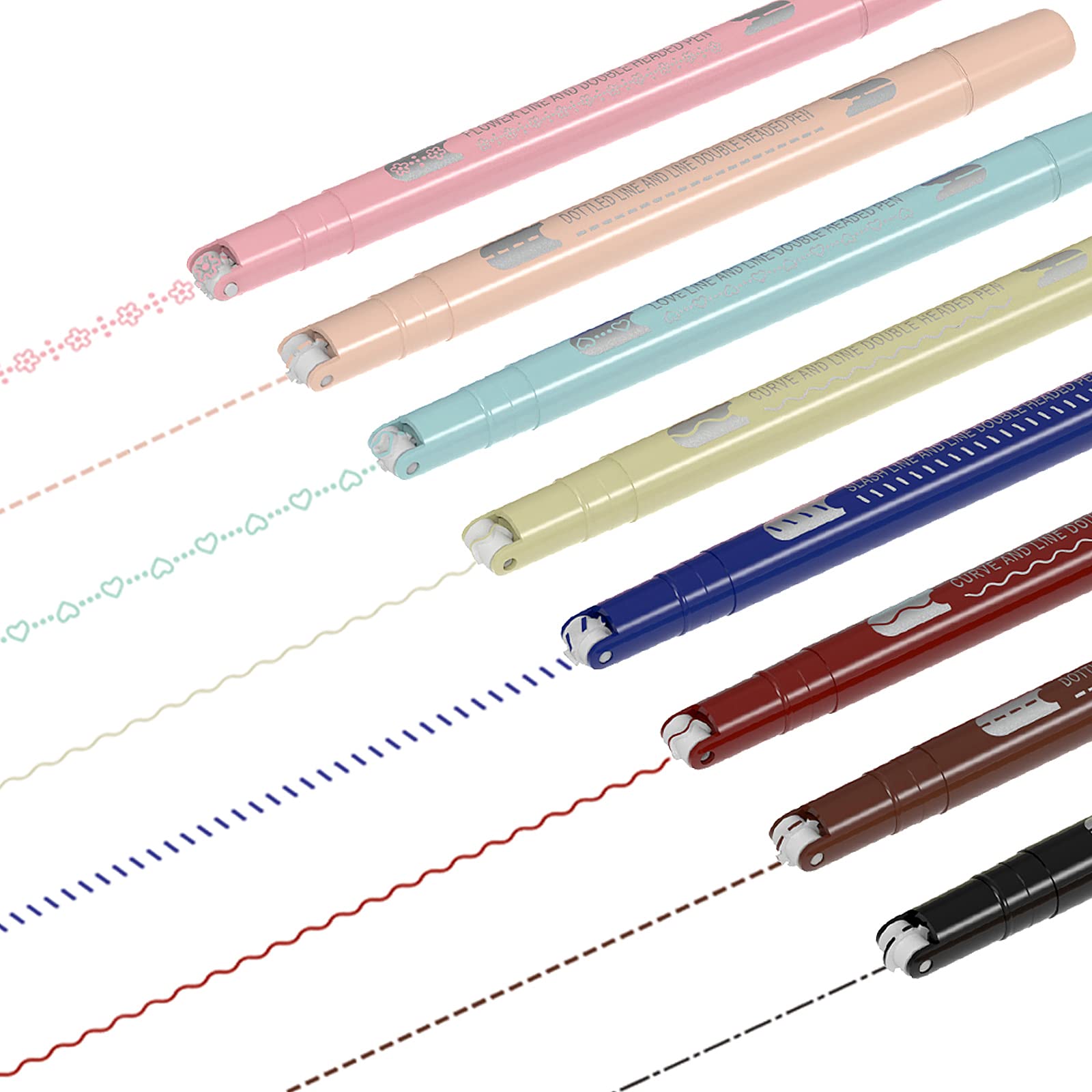 AECHY Colored Curve Pens Dual Tip Pens with 6 Different Curve