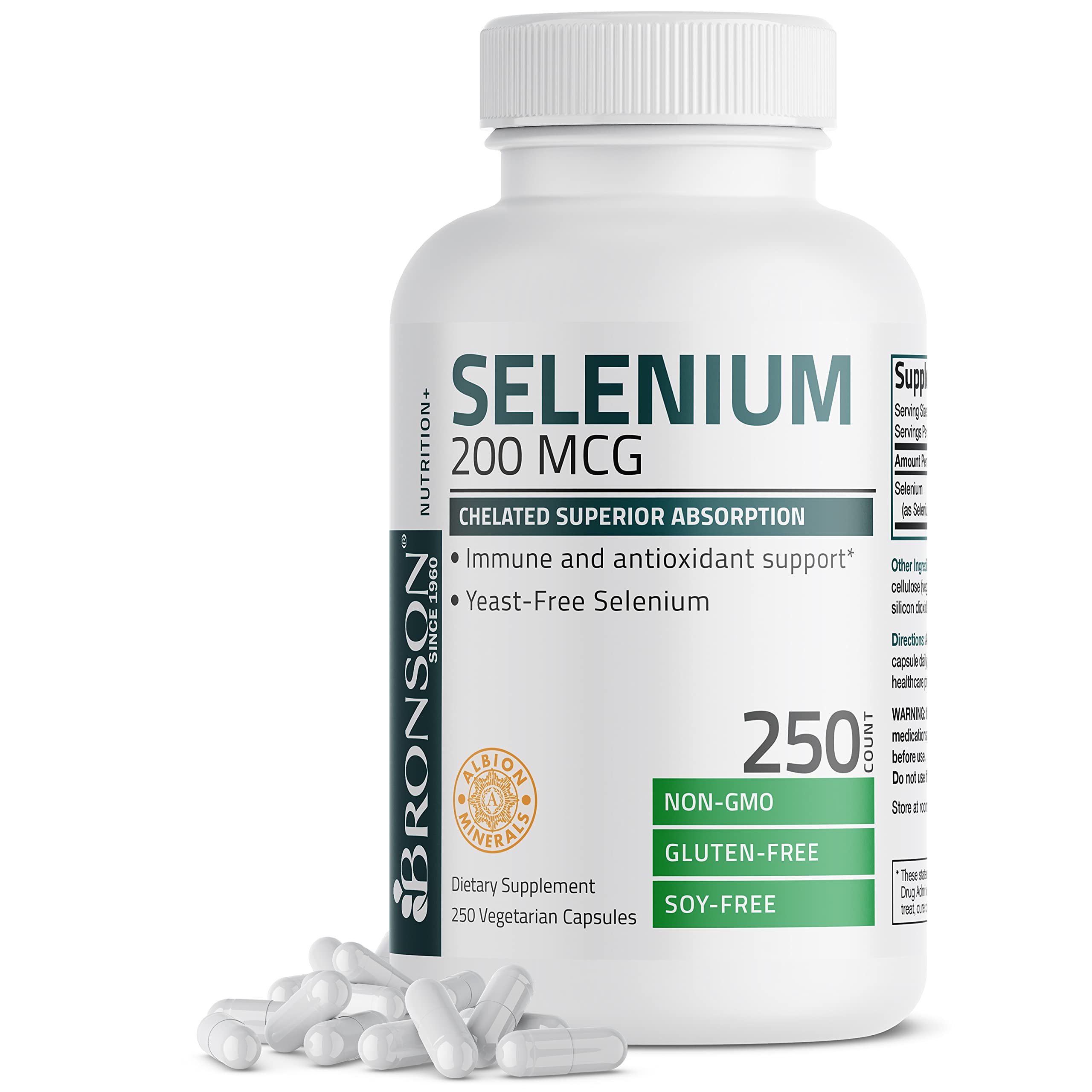 Bronson Selenium 200 mcg for Immune System, Thyroid, Prostate and Heart