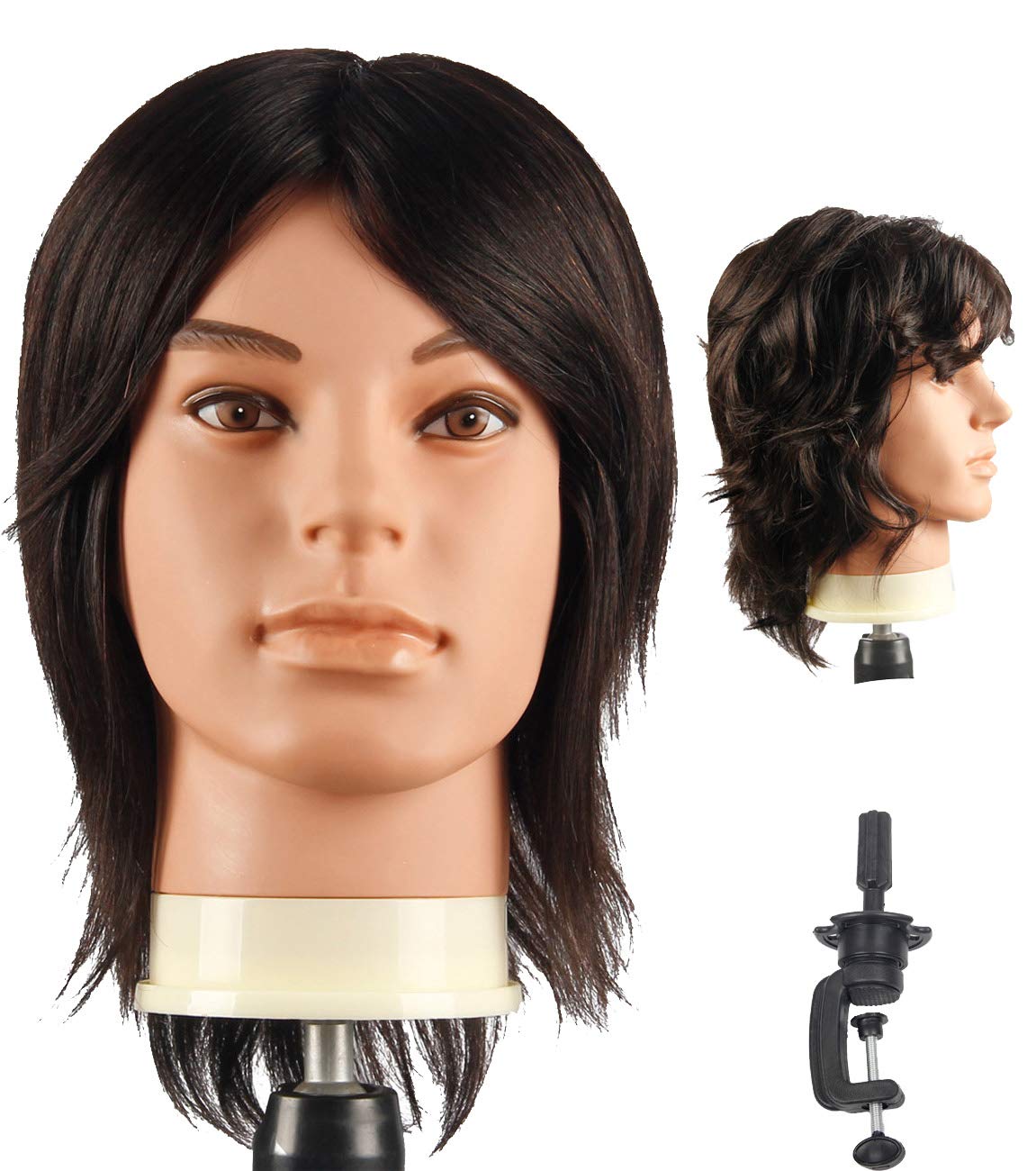 Male Mannequin Head With 100% Human Hair Cosmetology Manikin head for  Cutting Styling With Doll Head for Hair Styling with Clamp Stand