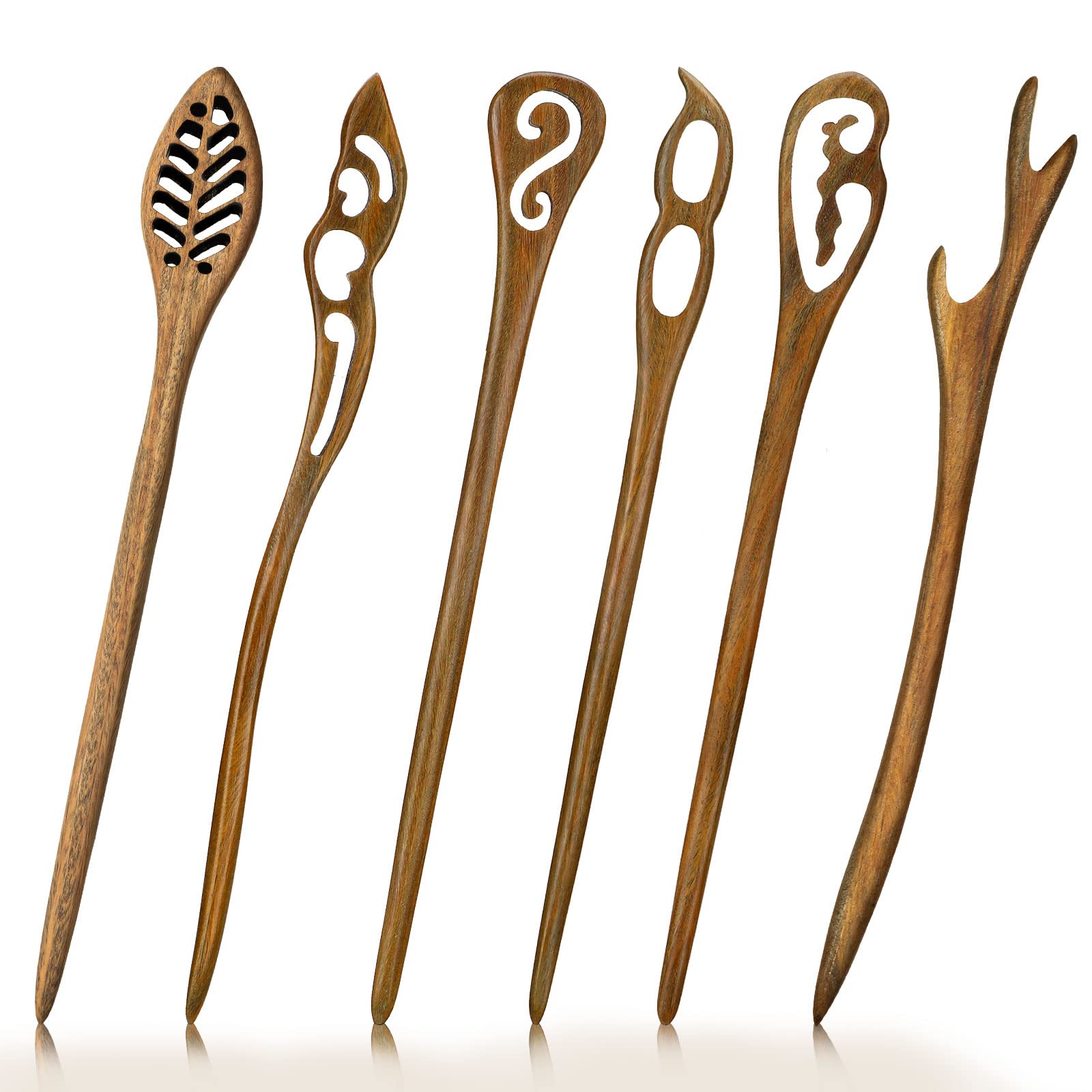 6 Pieces Wooden Hair Sticks Retro Wooden Hairpin Vintage Chinese