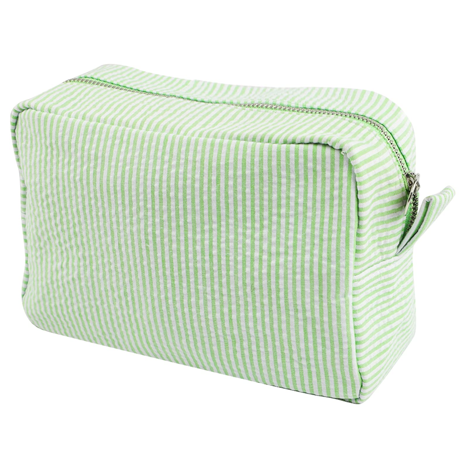 Terry Cloth Makeup Bag, Cute Cosmetic Pouch, Aesthetic Pastel Travel Organizer for Accessories, Toiletries (Pastel Green)