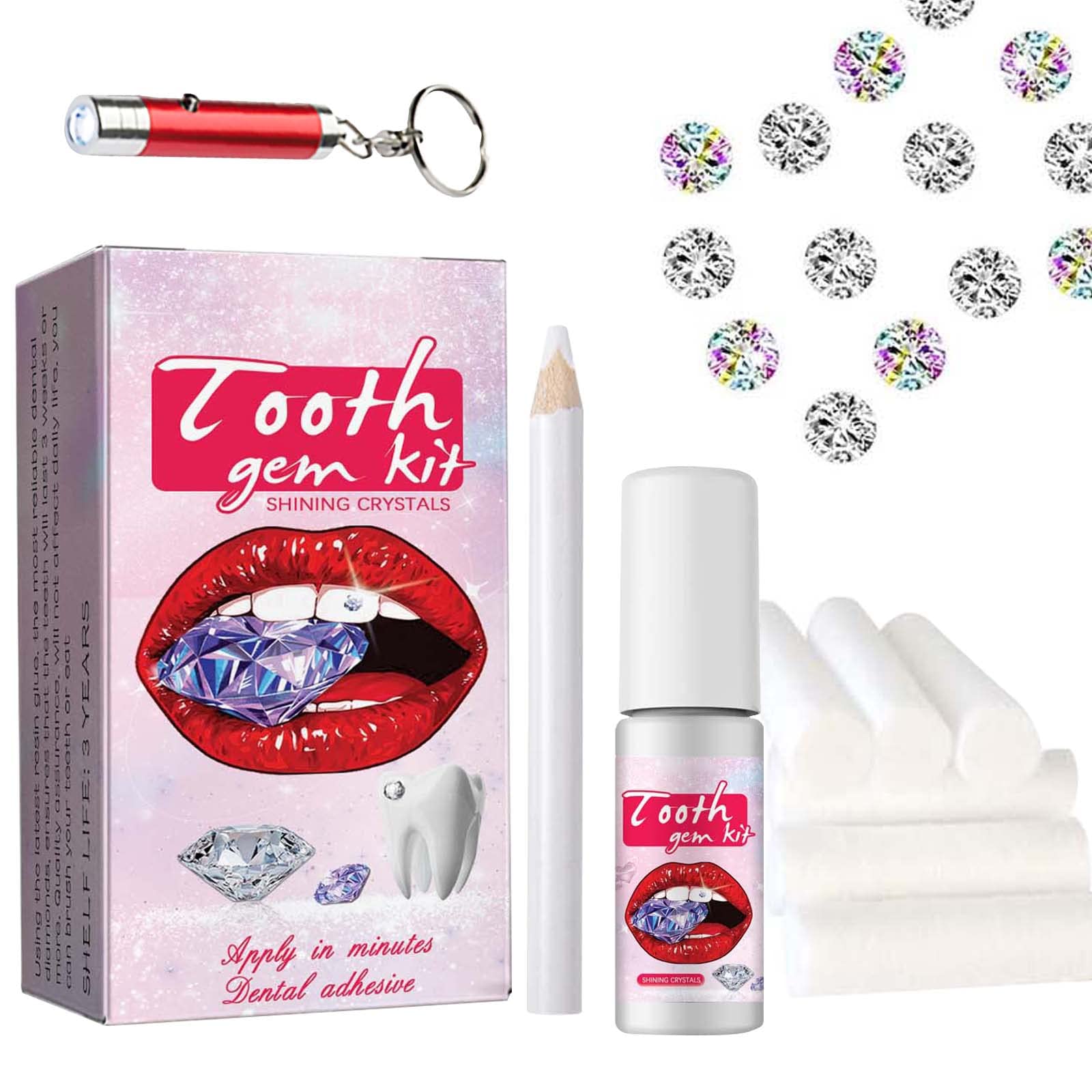 Tooth Gems Kit For Teeth With Teeth Gems And Tooth Gem Glue,Dental Curing  Light,Crystal Gems,These Are DIY Tooth Gems Crystals Starter Essential  Teeth