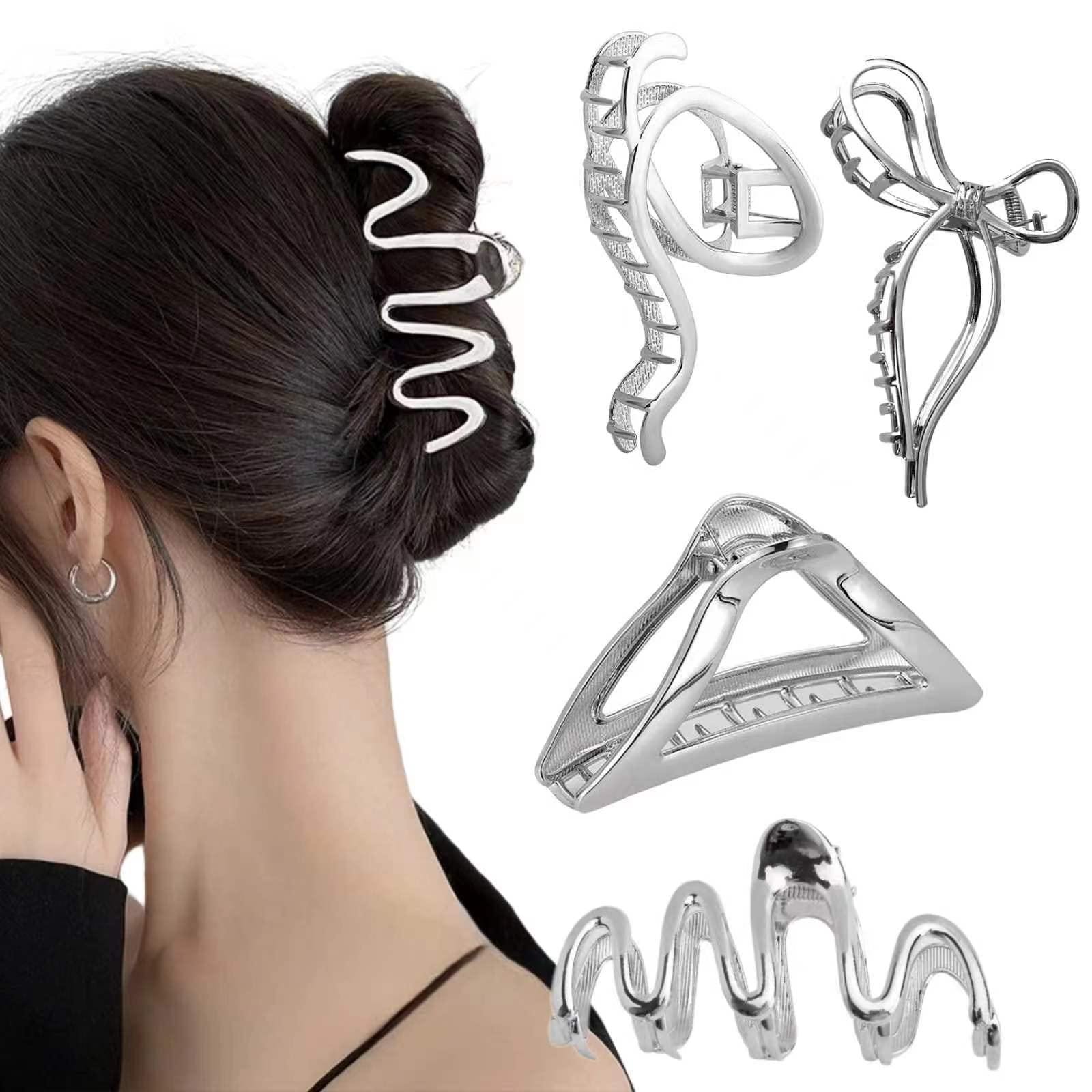 Large Hair Clips For Thick Hair, 4pcs Large Metal Hair Claw Clips